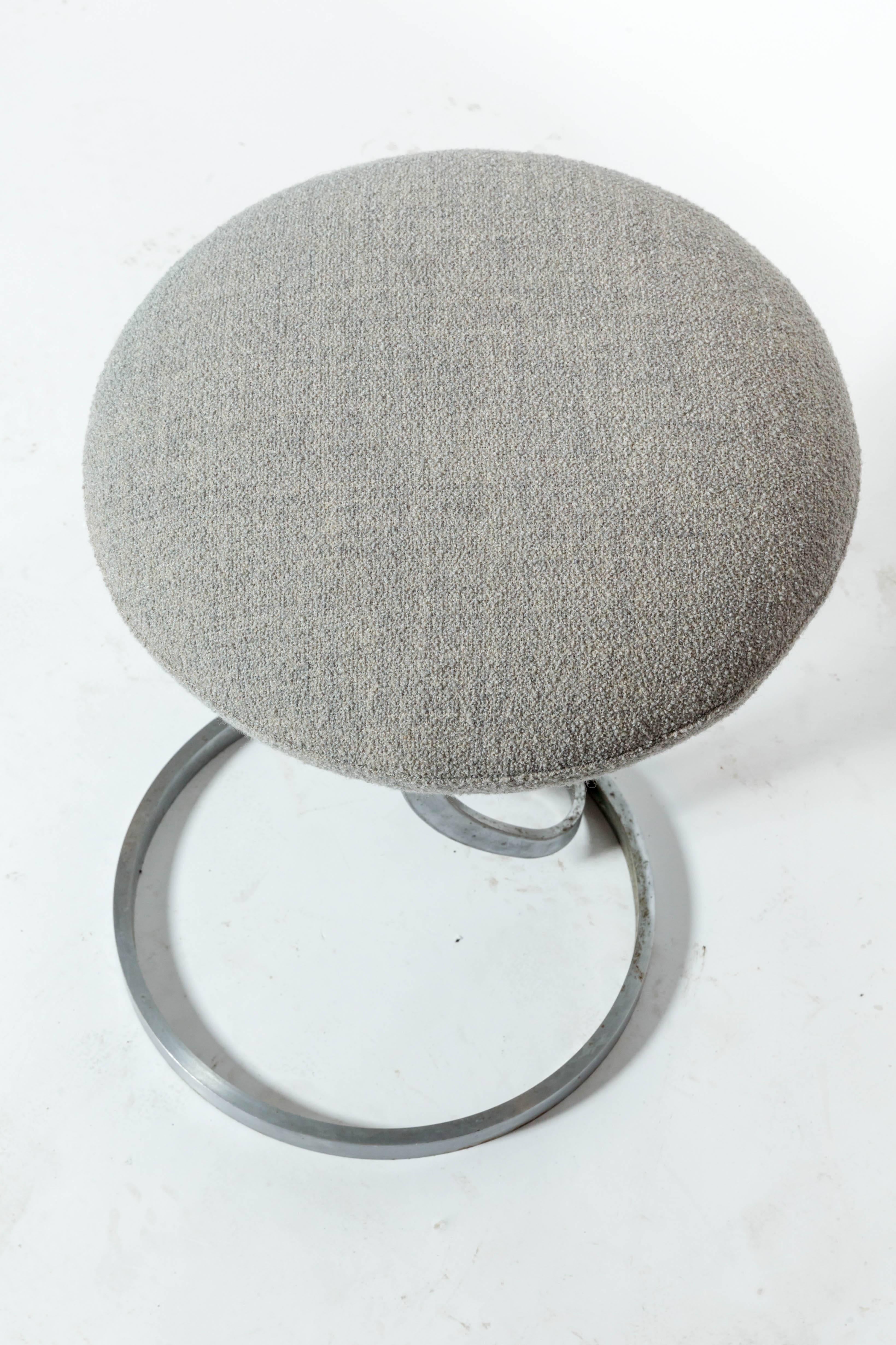 Upholstered Metal Stool by Boris Tabacoff, France, c. 1970s For Sale 3