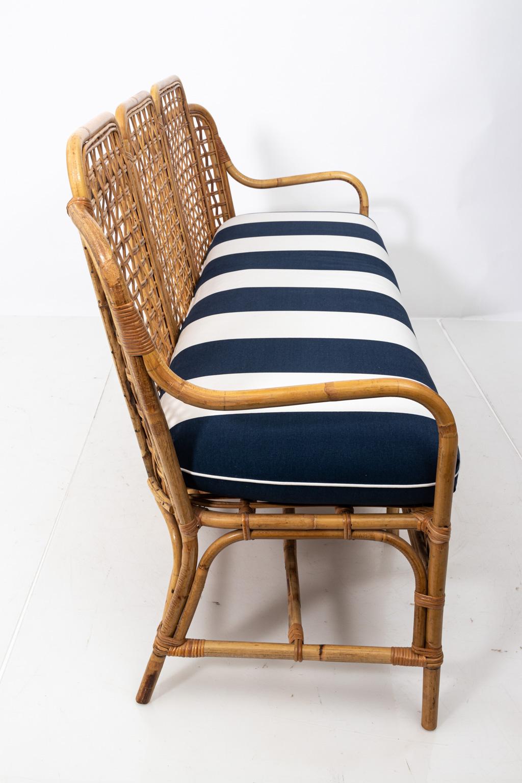 Upholstery Upholstered Midcentury Bamboo Settee