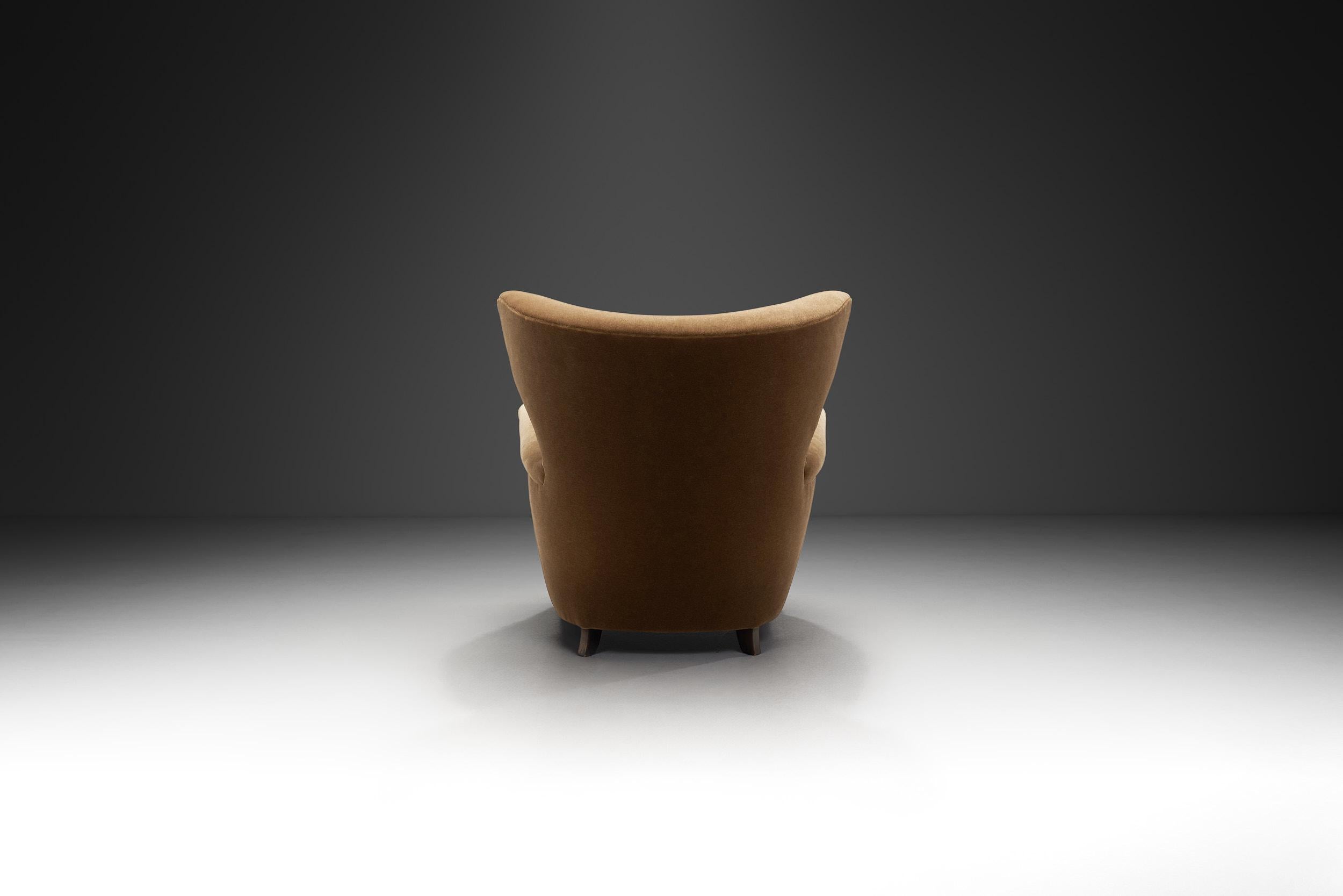 European Upholstered Mid-Century Modern Armchair, Europe 20th Century