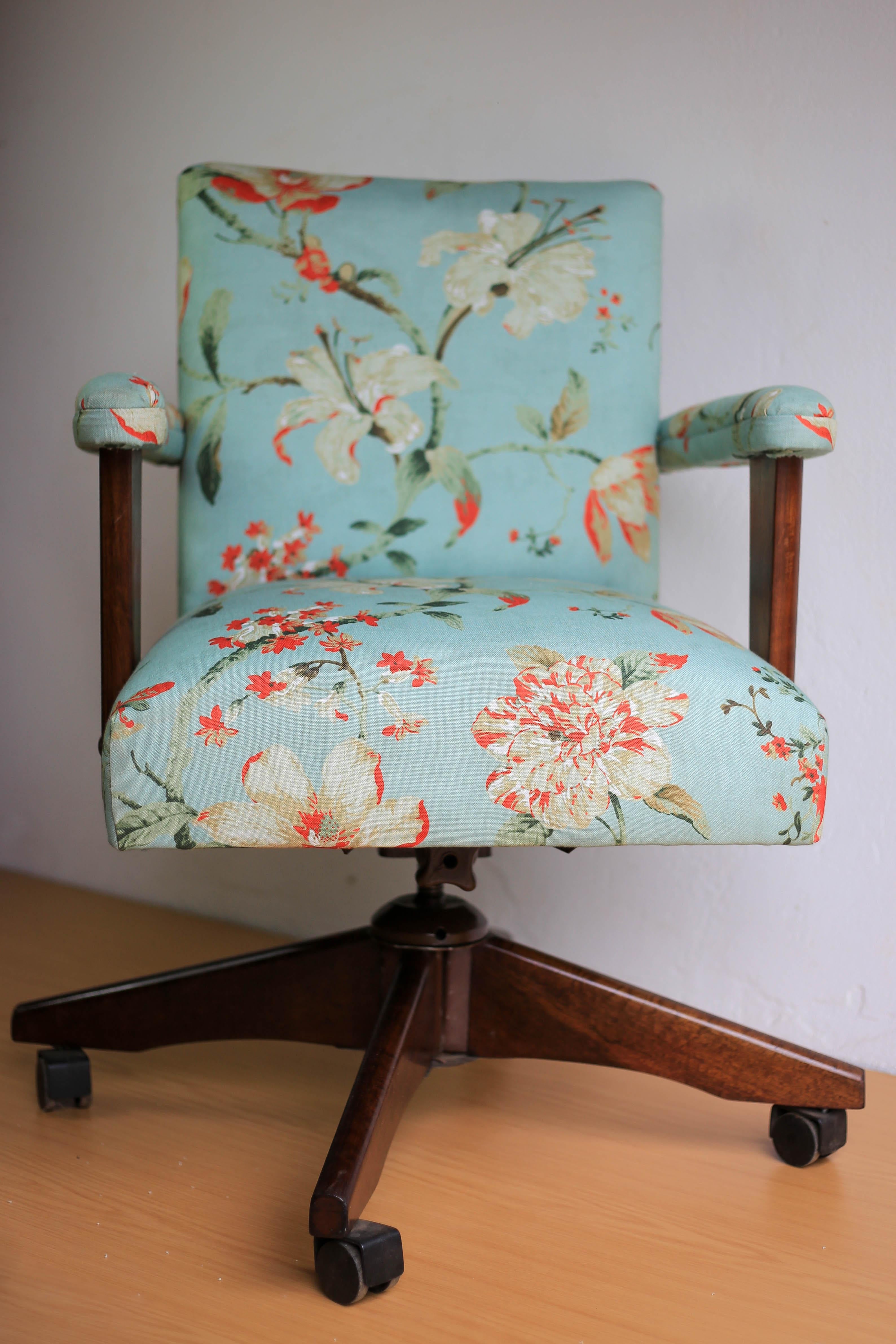 Upholstered Midcentury Office Chair In Good Condition In Cape Town, Western Cape