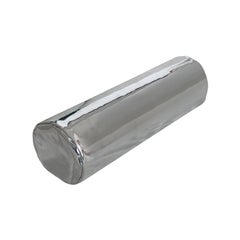 Upholstered Mirror Chrome Round Cylinder Bolster Pillow Cushion by Caroline Chao