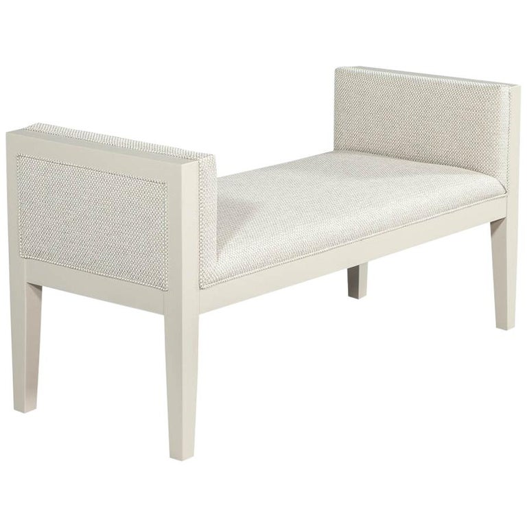 Upholstered Modern Cream Hall Bench Attributed to Baker Milling Road at 1stDibs