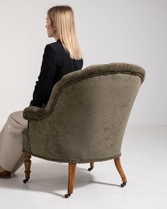 Antique Napoleon III Armchair, Upholstered Wood Frame, France, 1880