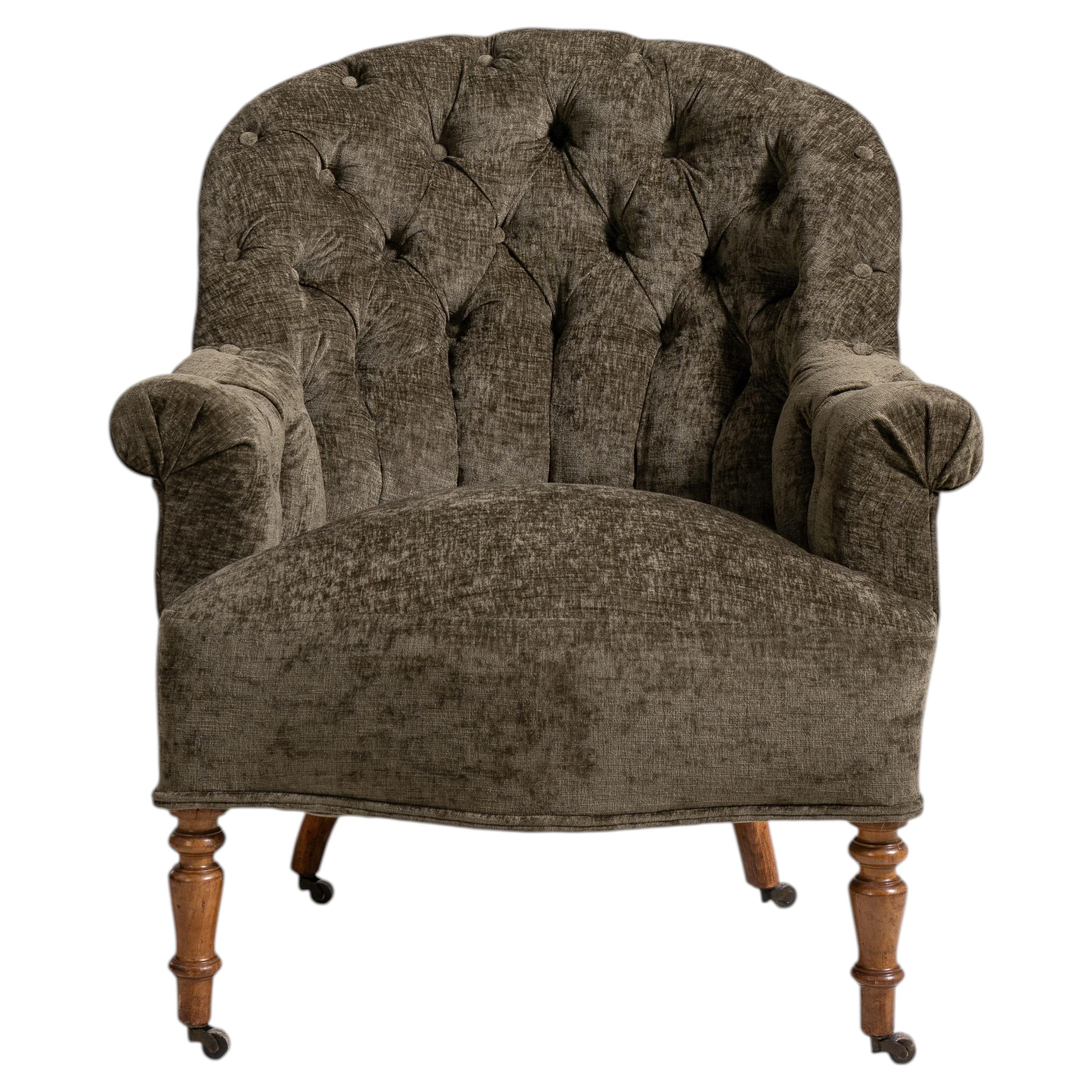 Upholstered Napoleon III Armchair For Sale