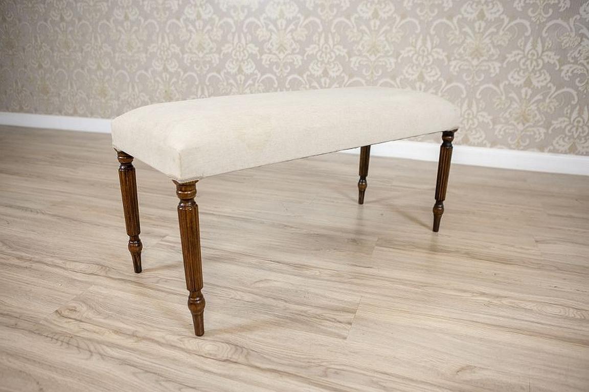 European Upholstered Oak Bench from the Mid-20th Century For Sale