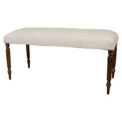 Upholstered Oak Bench from the Mid-20th Century
