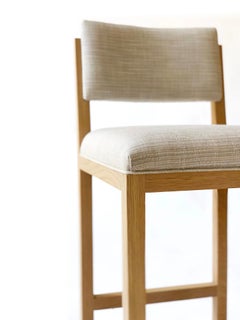 Upholstered Oak Crescent Bar Stool- Counter Height