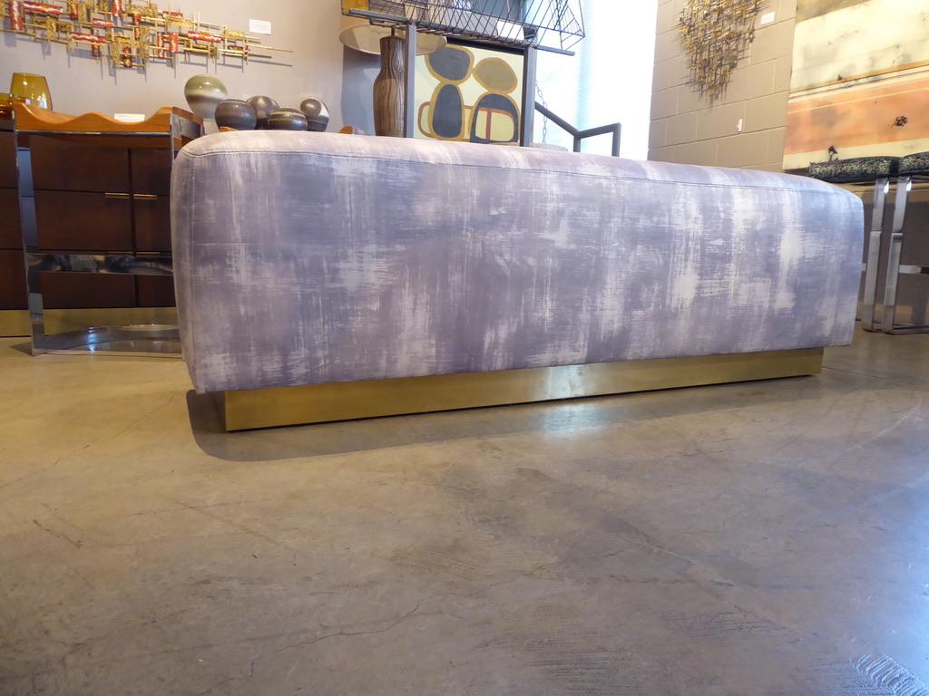 Upholstered Ottoman/Bench with Brass Base in the Style of Steve Chase For Sale 4