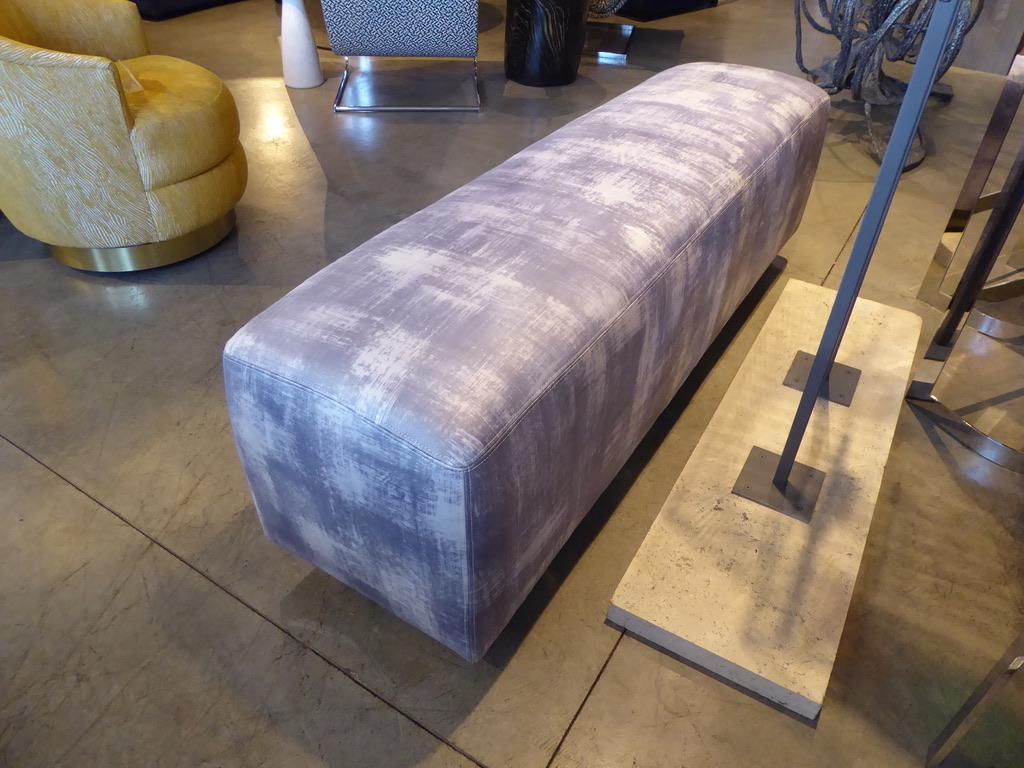 Upholstered Ottoman/Bench with Brass Base in the Style of Steve Chase In Good Condition For Sale In Palm Springs, CA