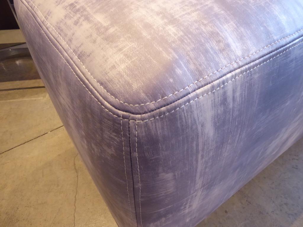 Upholstered Ottoman/Bench with Brass Base in the Style of Steve Chase For Sale 1