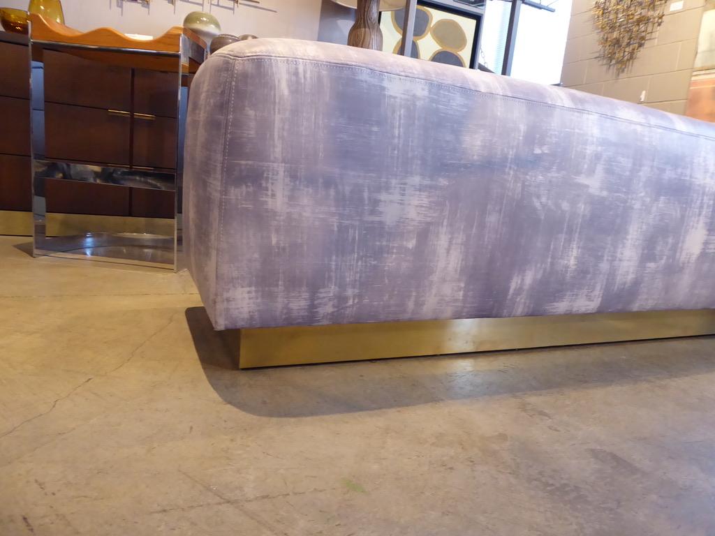 Upholstered Ottoman/Bench with Brass Base in the Style of Steve Chase For Sale 3