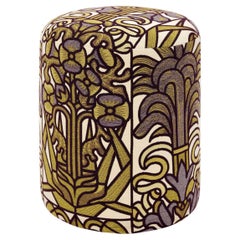 Upholstered Ottoman in Abondance Textile