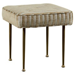 Upholstered Ottoman with Brass Legs