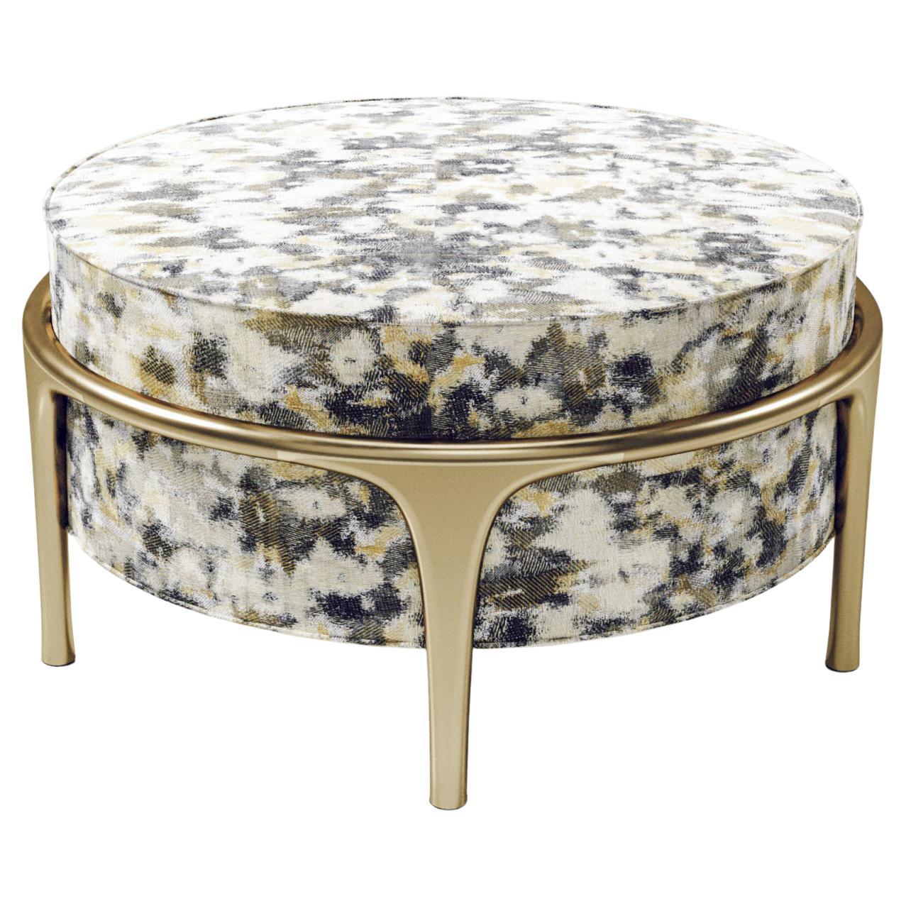 Upholstered Ottoman with Bronze-Patina Brass Details by R&Y Augousti