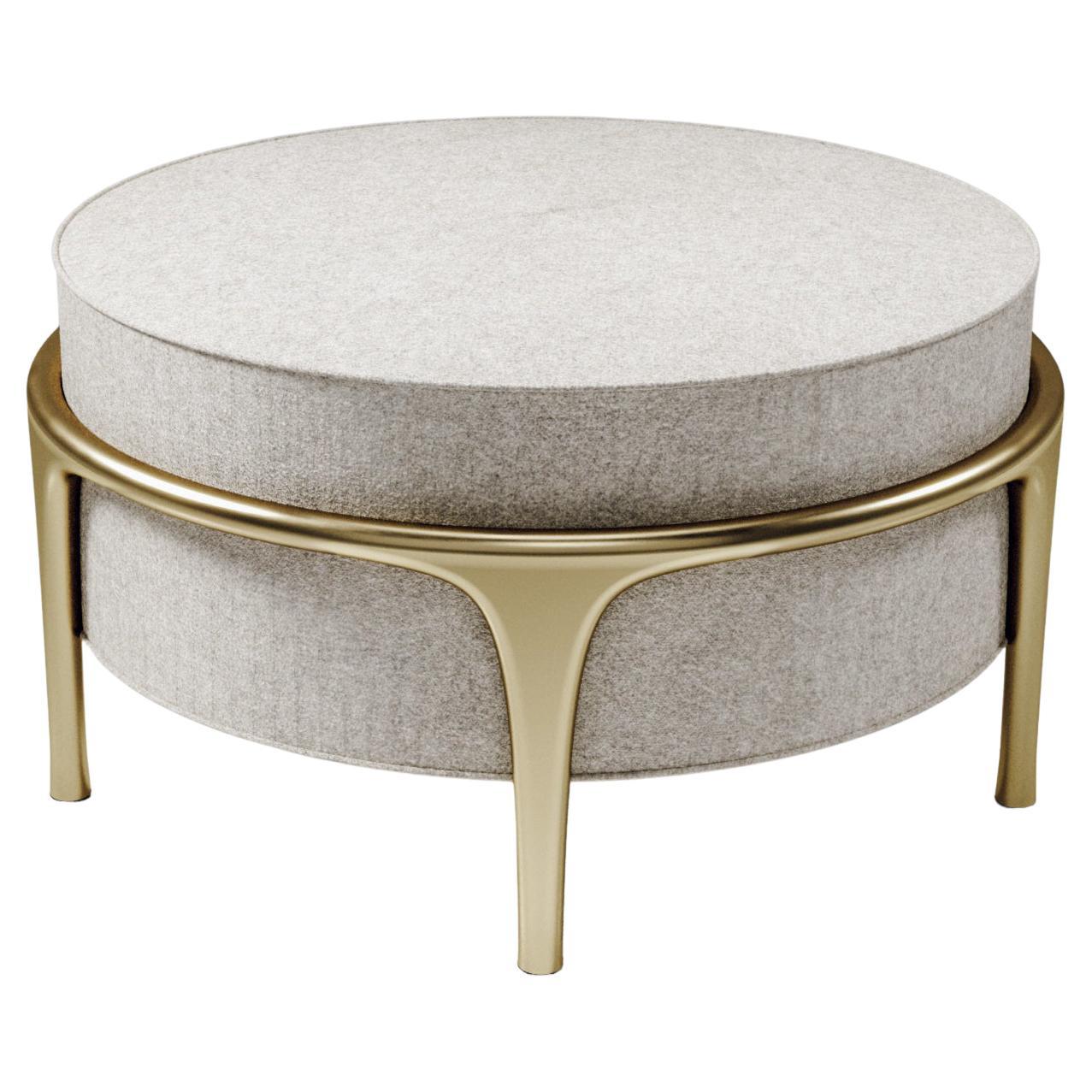 Upholstered Ottoman with Bronze-Patina Brass Details by R&Y Augousti For Sale