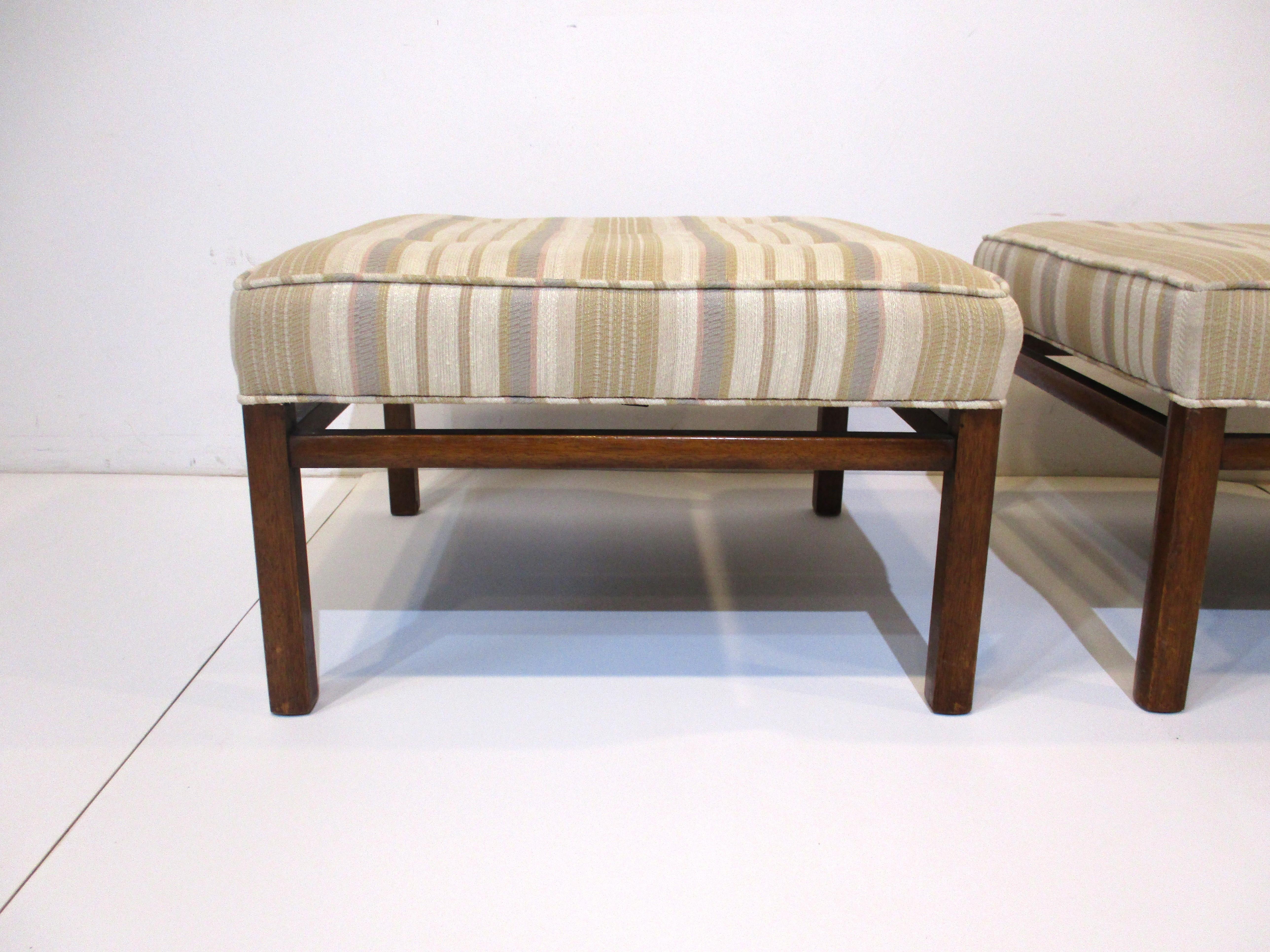 Mid-Century Modern Upholstered Ottomans / Stools in the Style of Harvery Probber