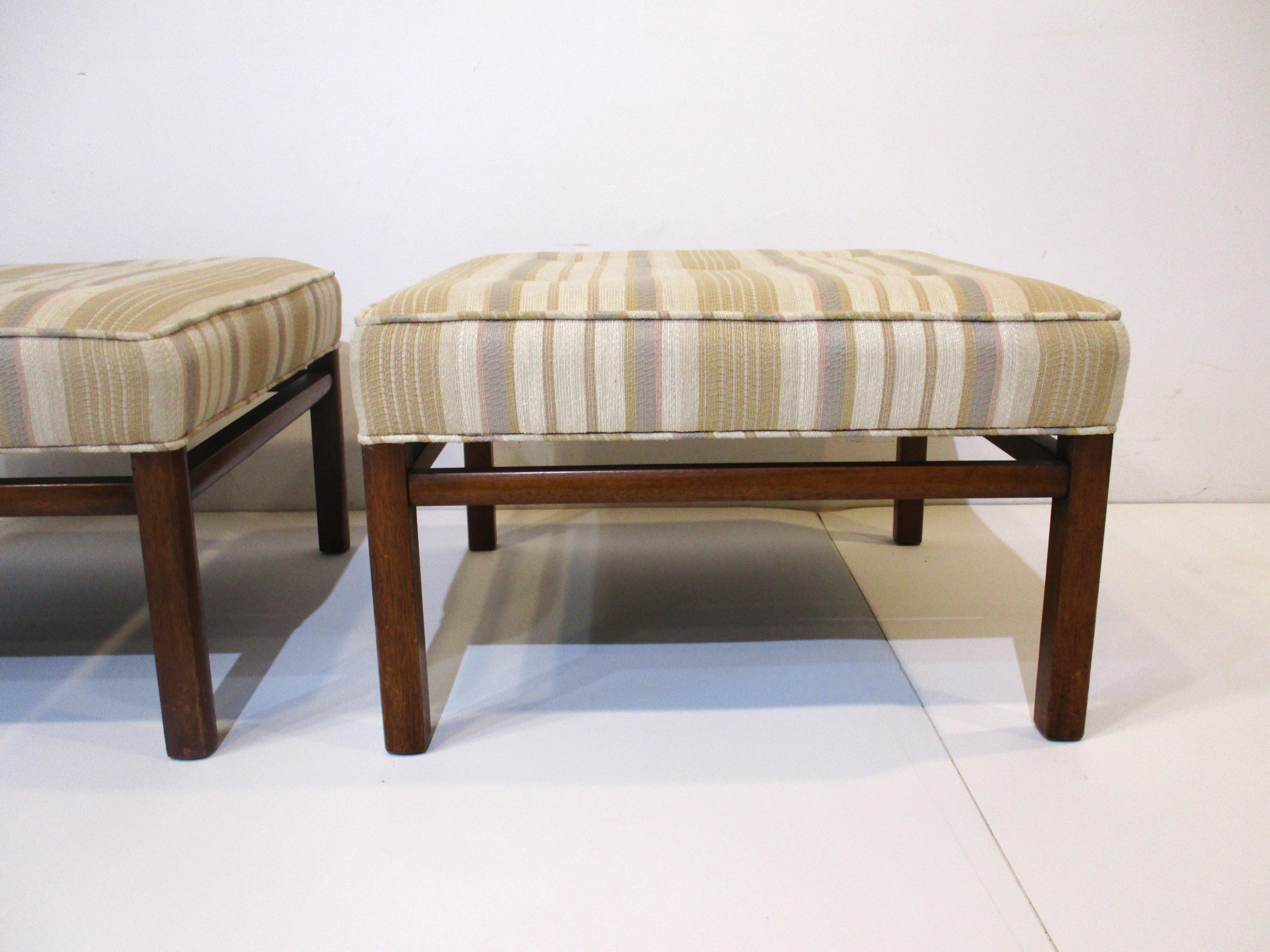 American Upholstered Ottomans / Stools in the Style of Harvery Probber For Sale