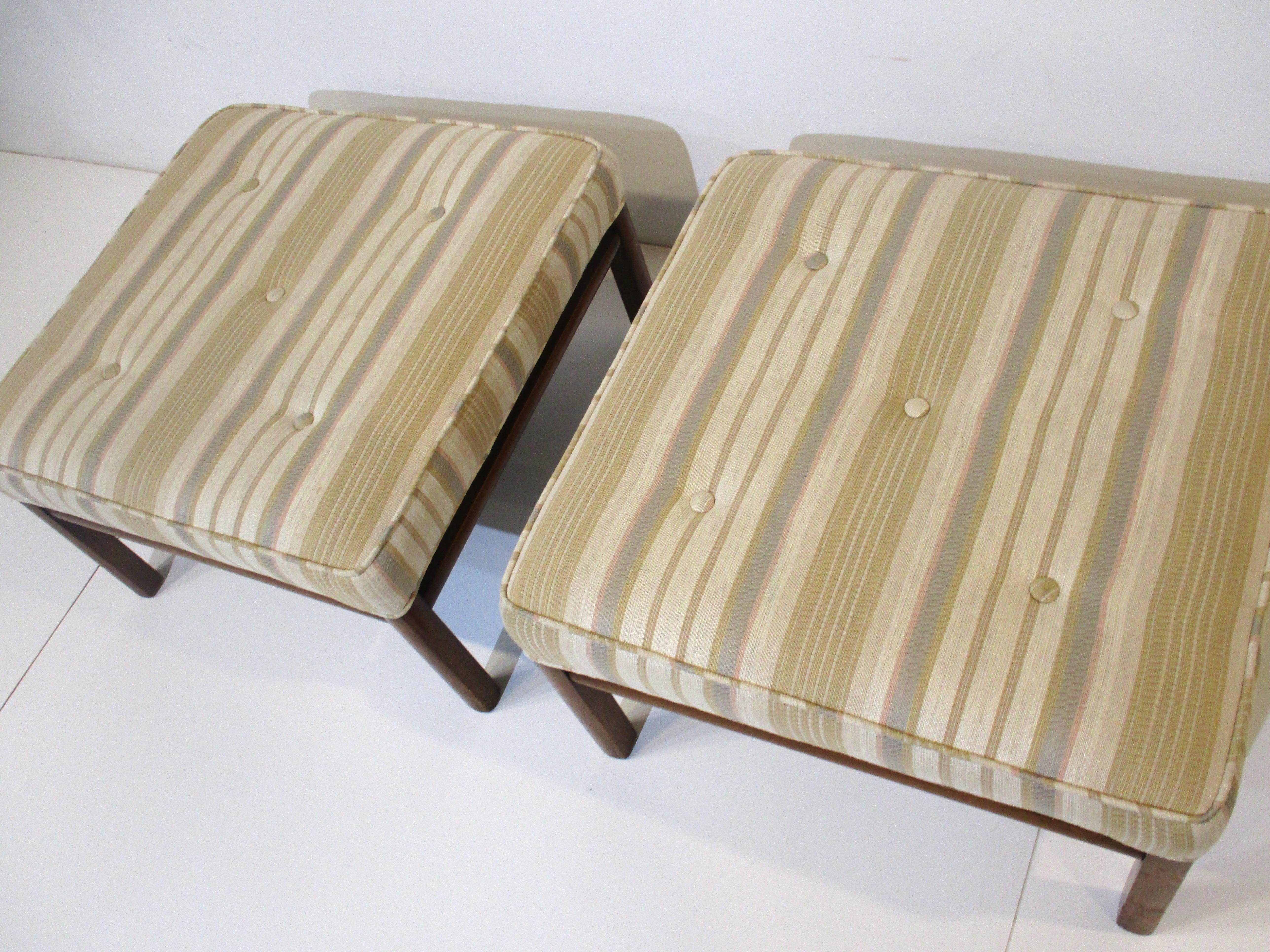 Upholstery Upholstered Ottomans / Stools in the Style of Harvery Probber For Sale