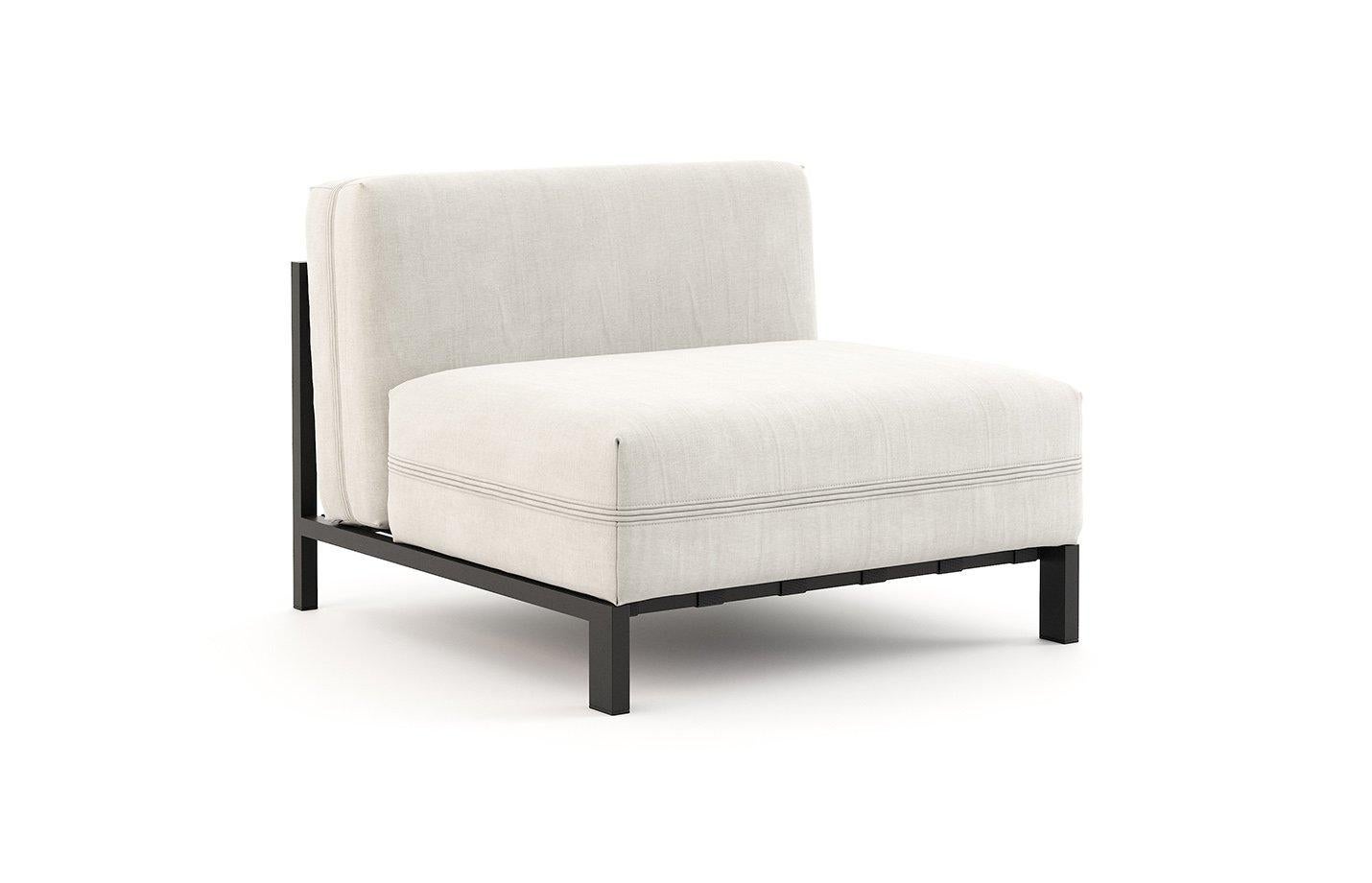 Upholstered Outdoor Sectional in Micro-Textured Stainless Steel Structure 1