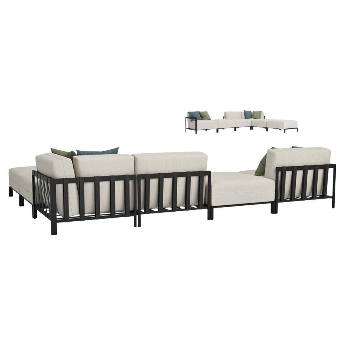 Upholstered Outdoor Sectional in Micro-Textured Stainless Steel Structure