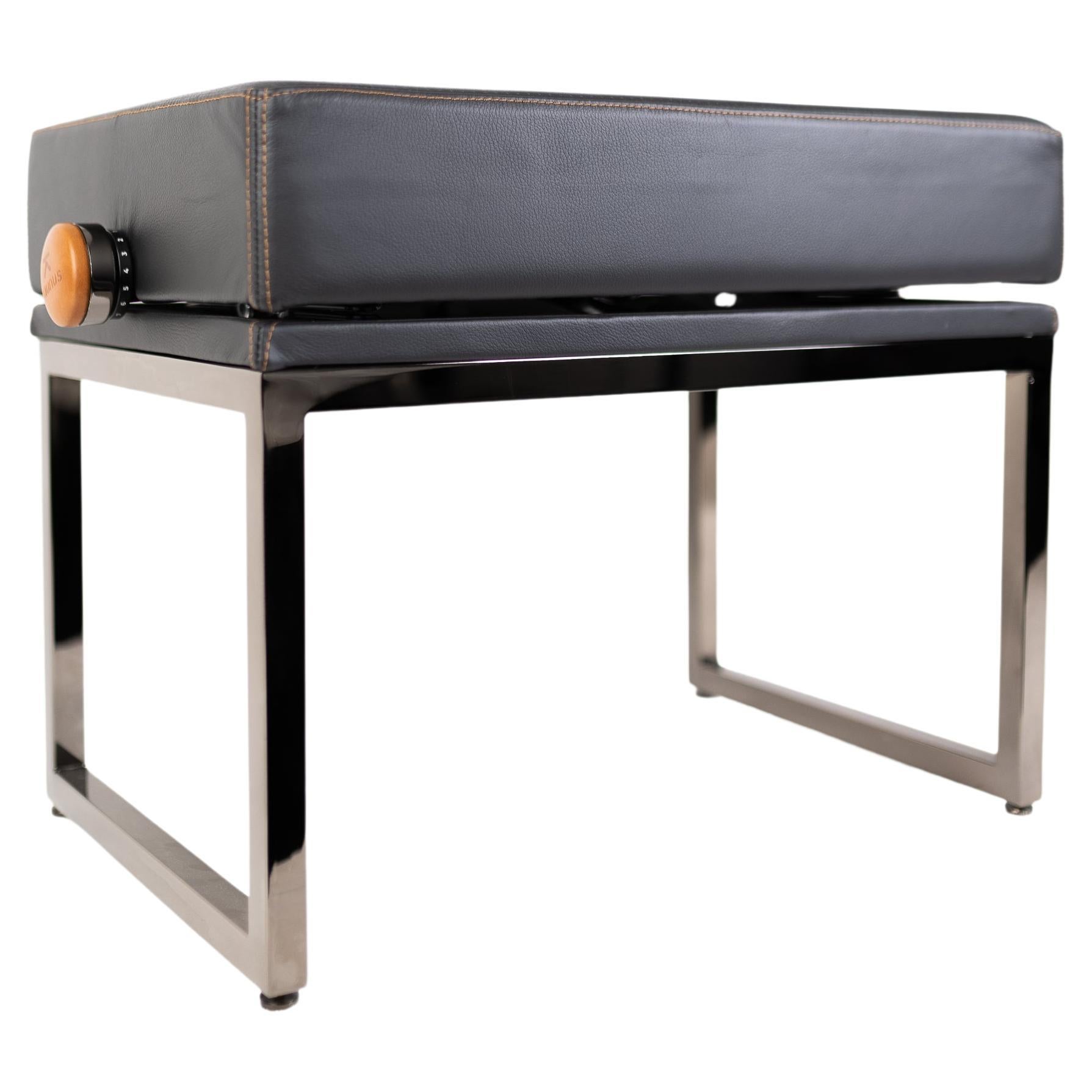 Upholstered Piano Bench Plated in black Nickel, Height Adjustable Piano Stool