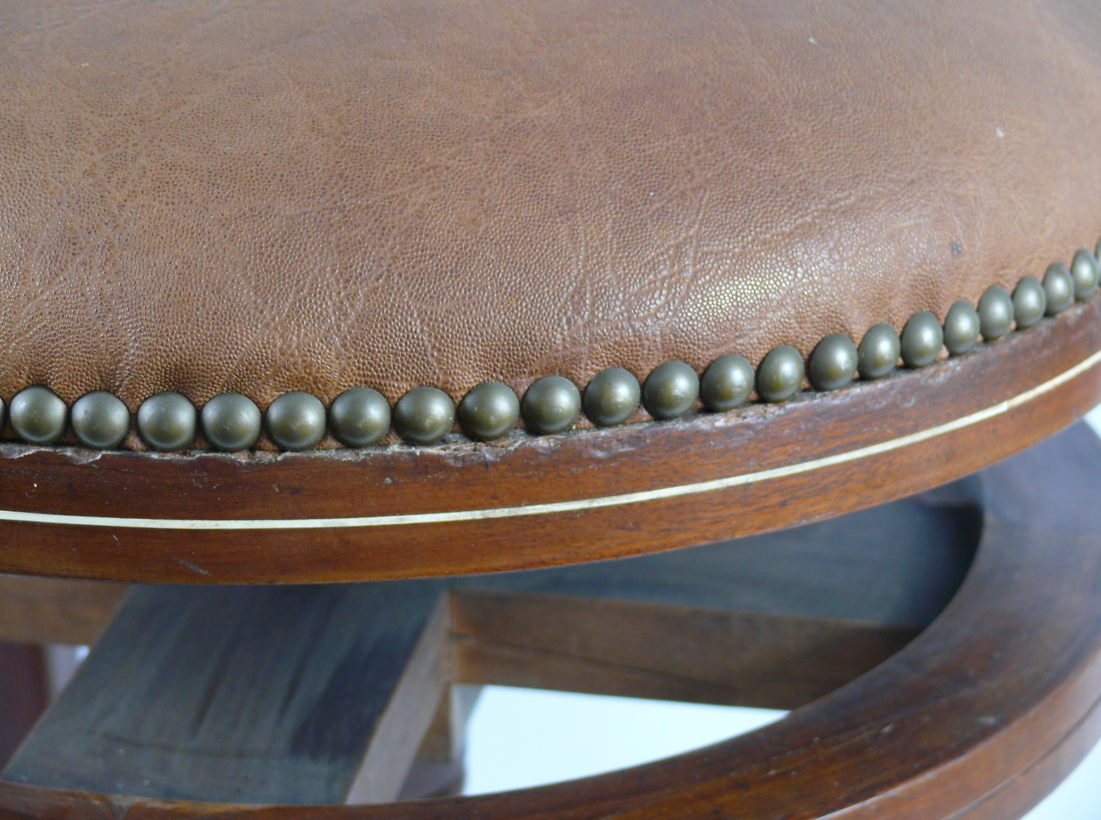 Mid-20th Century Upholstered Piano Stool / Swivel Stool, Chippendale Style