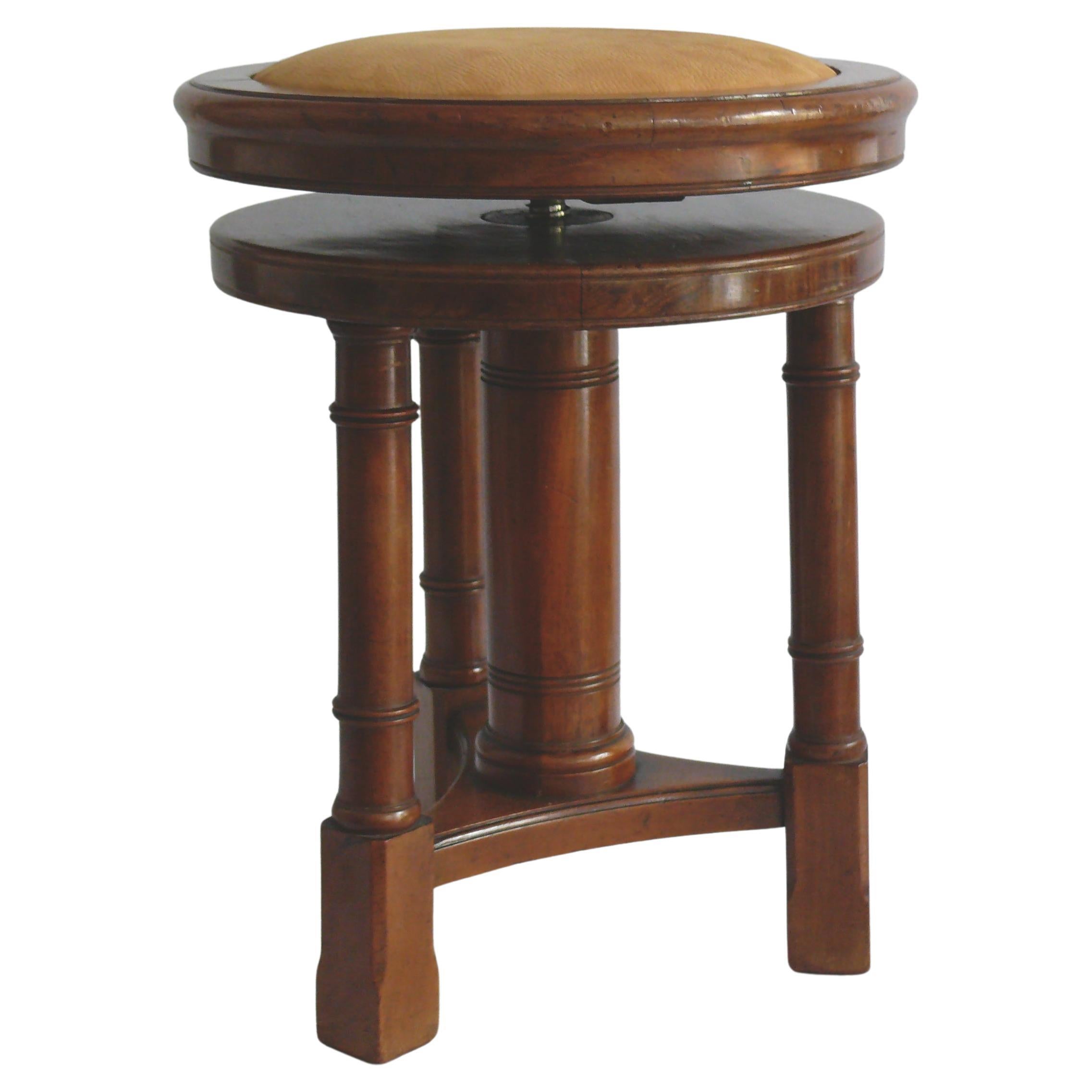 Upholstered Piano Stool / Swivel Stool, Germany 1900-1950 For Sale