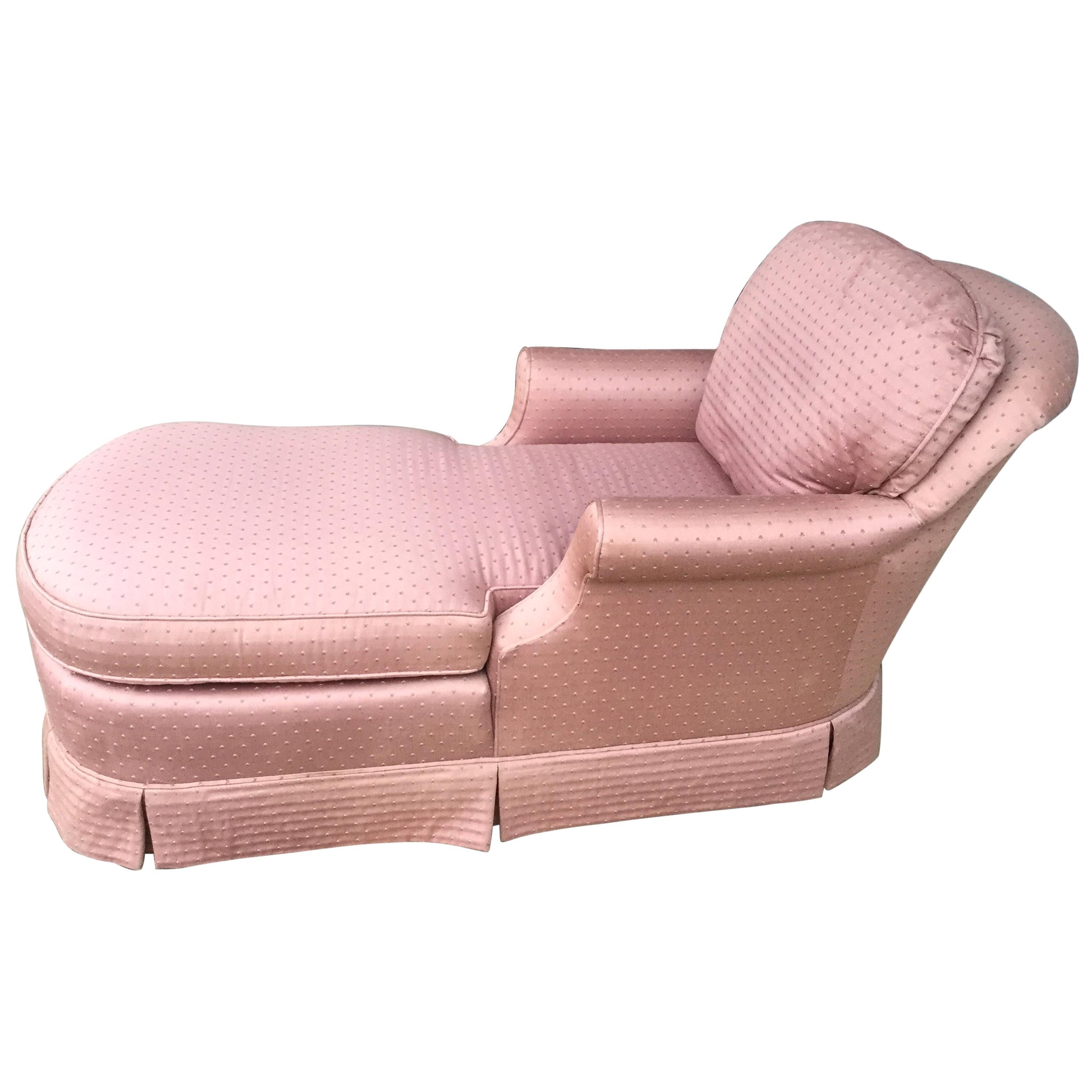 Upholstered Pink Skirted Chaise For Sale