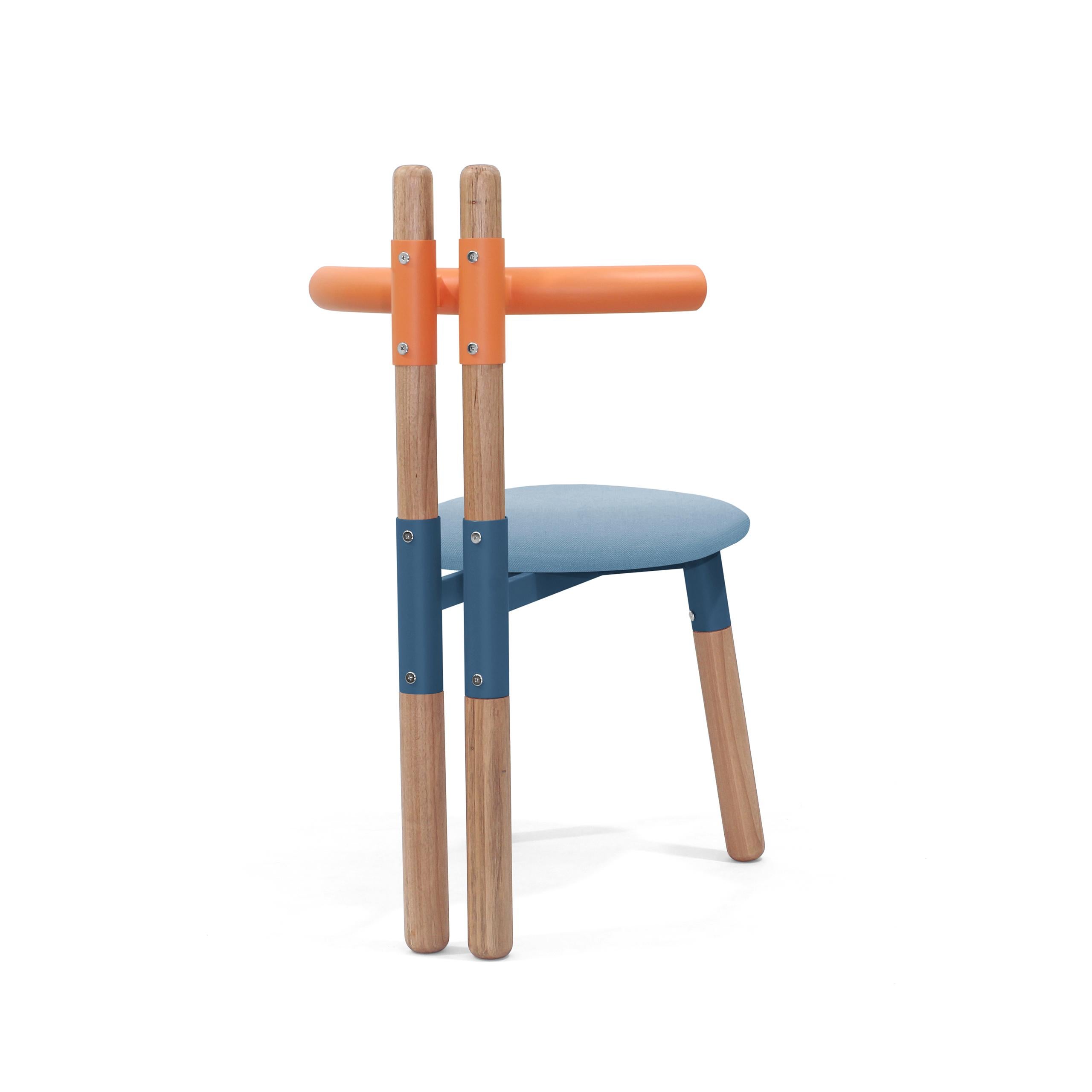 Contemporary Upholstered PK12 Chair, Bicolor Steel Structure and Wood Legs by Paulo Kobylka For Sale