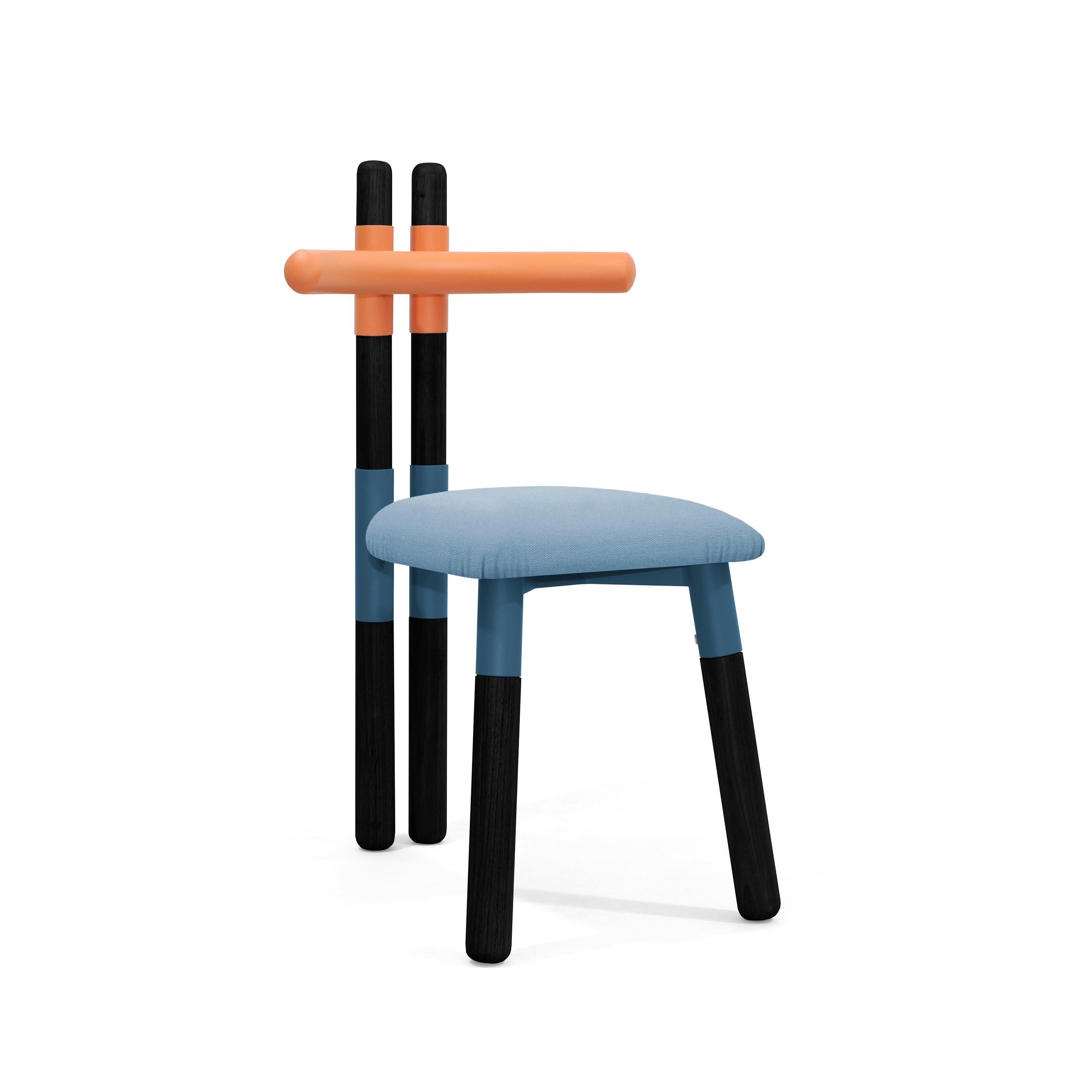 Modern Upholstered PK12 Chair, Bicolor Steel Structure & Ebonized Legs by Paulo Kobylka For Sale