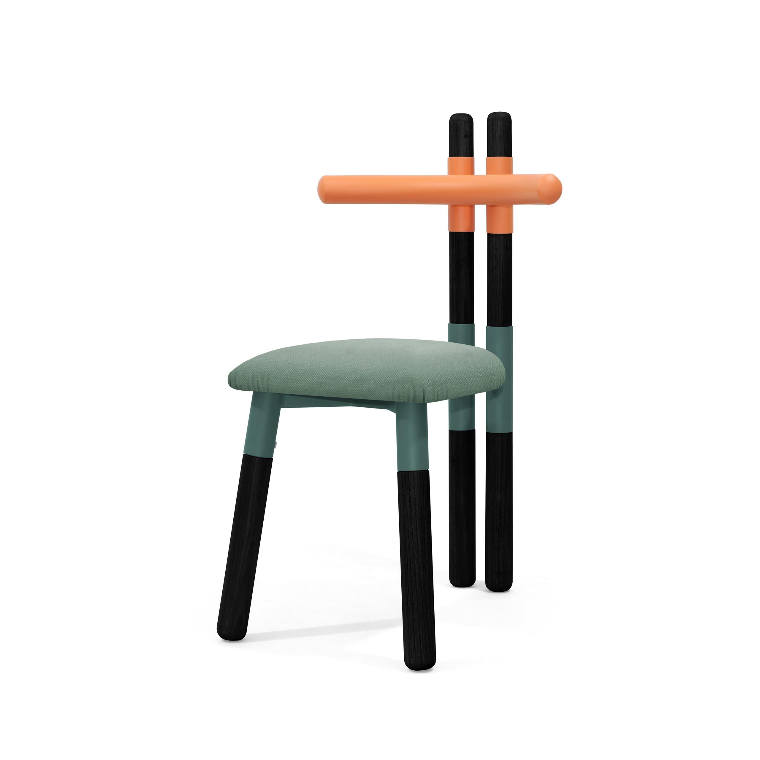 Contemporary Upholstered PK12 Chair, Bicolor Steel Structure & Ebonized Legs by Paulo Kobylka For Sale