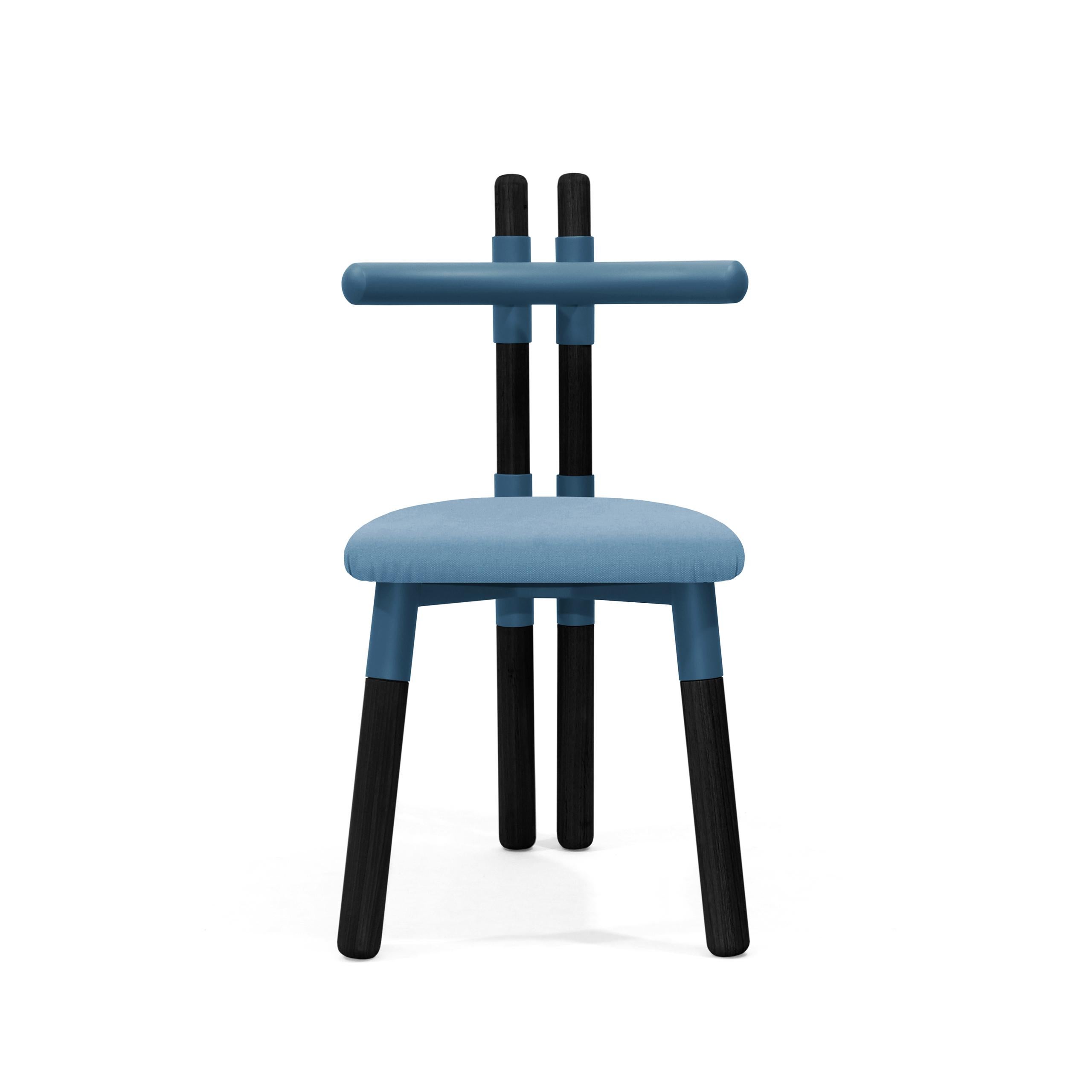 Modern Upholstered PK12 Chair, Steel Structure and Ebonized Wood Legs by Paulo Kobylka For Sale