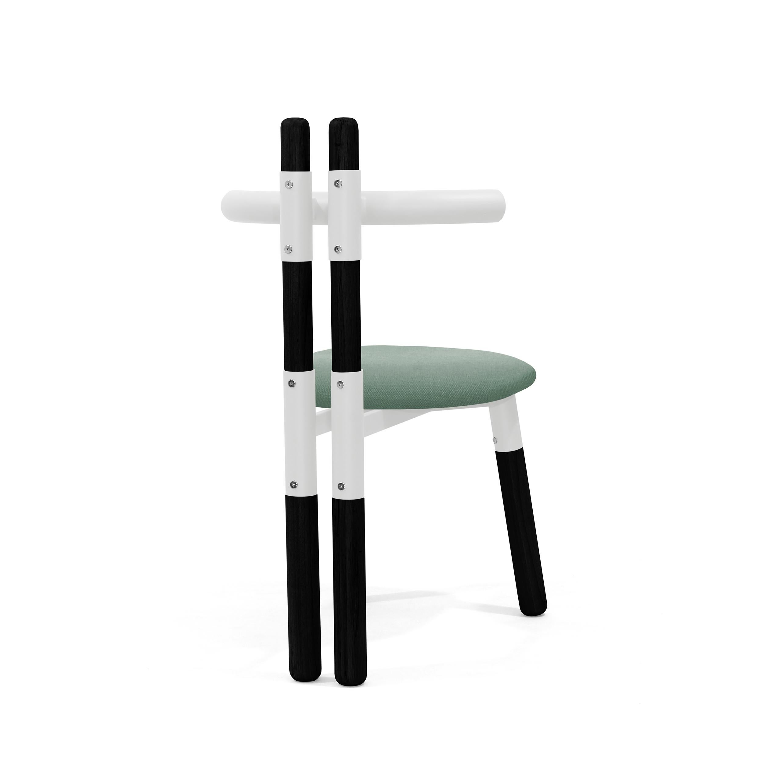 Brazilian Upholstered PK12 Chair, Steel Structure and Ebonized Wood Legs by Paulo Kobylka For Sale