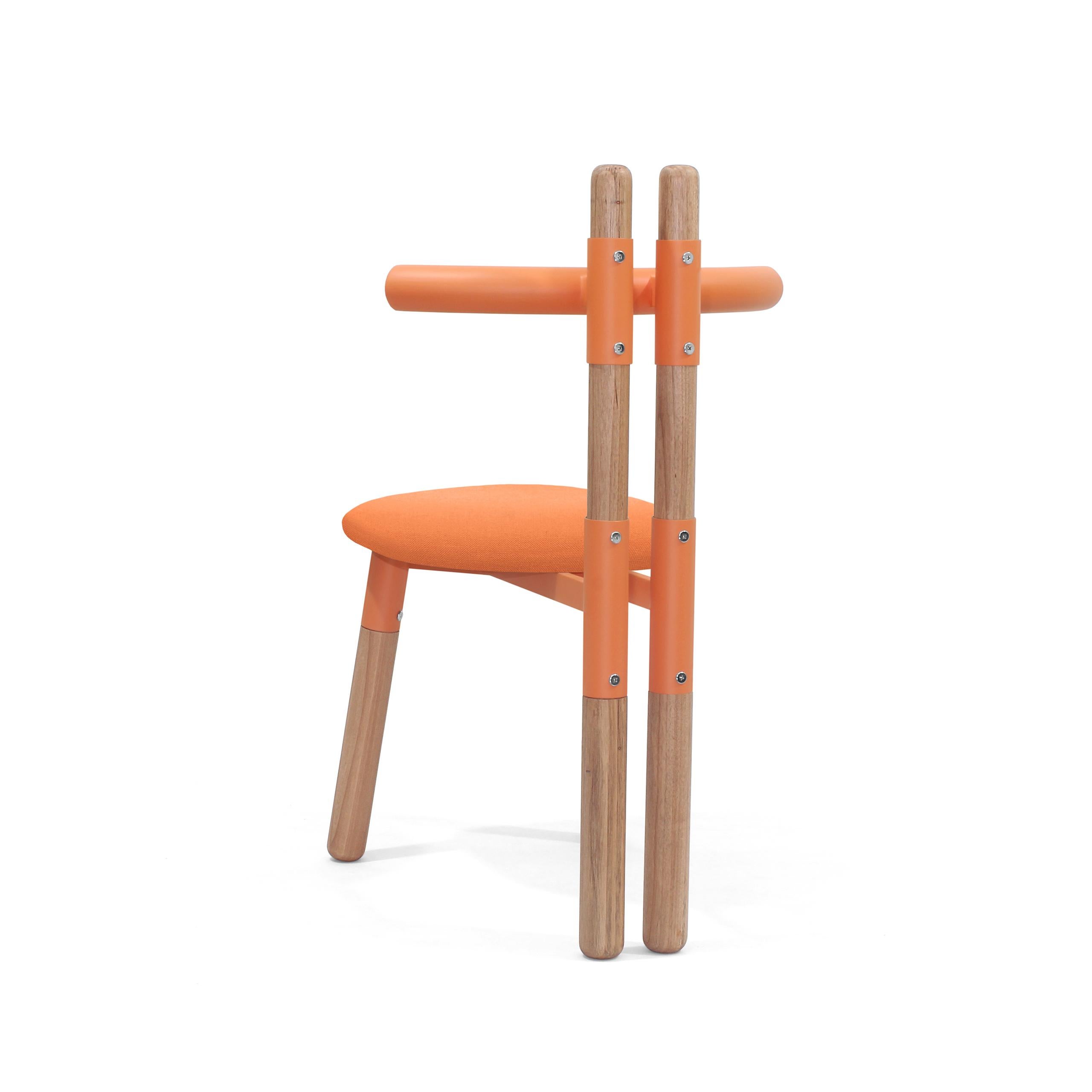 Brazilian Upholstered PK12 Chair, Steel Structure and Turned Wood Legs by Paulo Kobylka For Sale