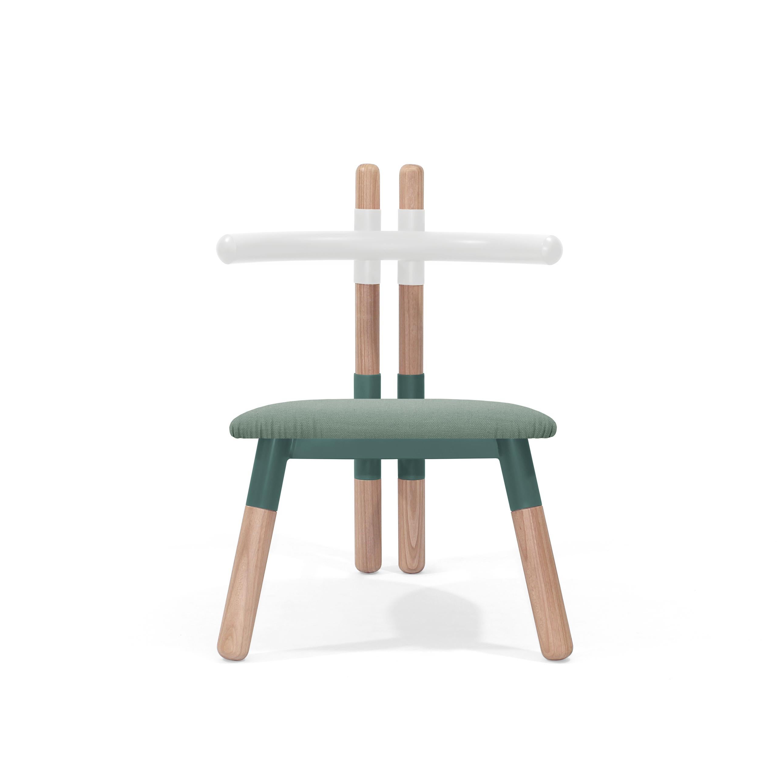 Turned Upholstered PK13 Armchair, Bicolor Steel Structure & Wood Legs by Paulo Kobylka For Sale