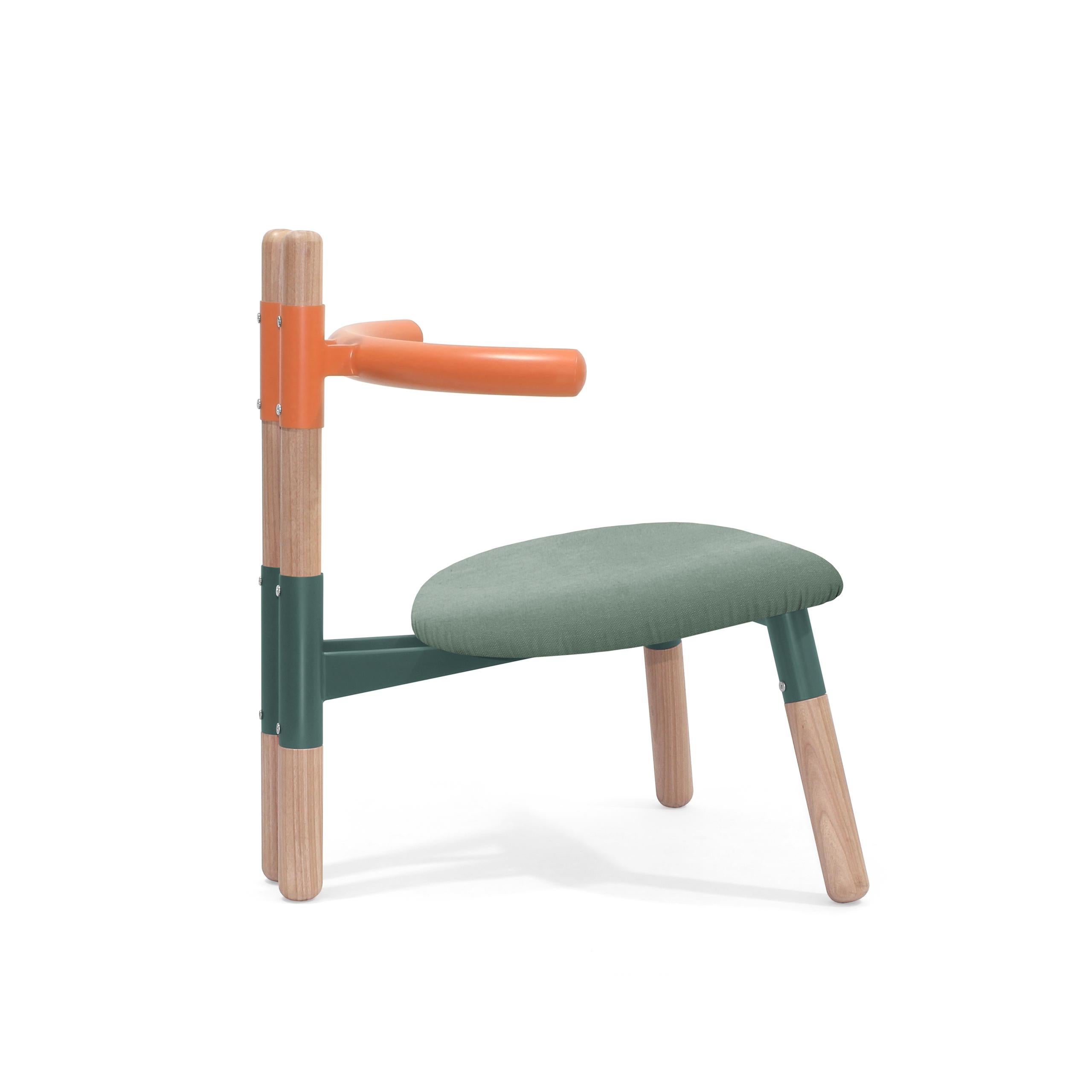 Upholstered PK13 Armchair, Bicolor Steel Structure & Wood Legs by Paulo Kobylka For Sale 1