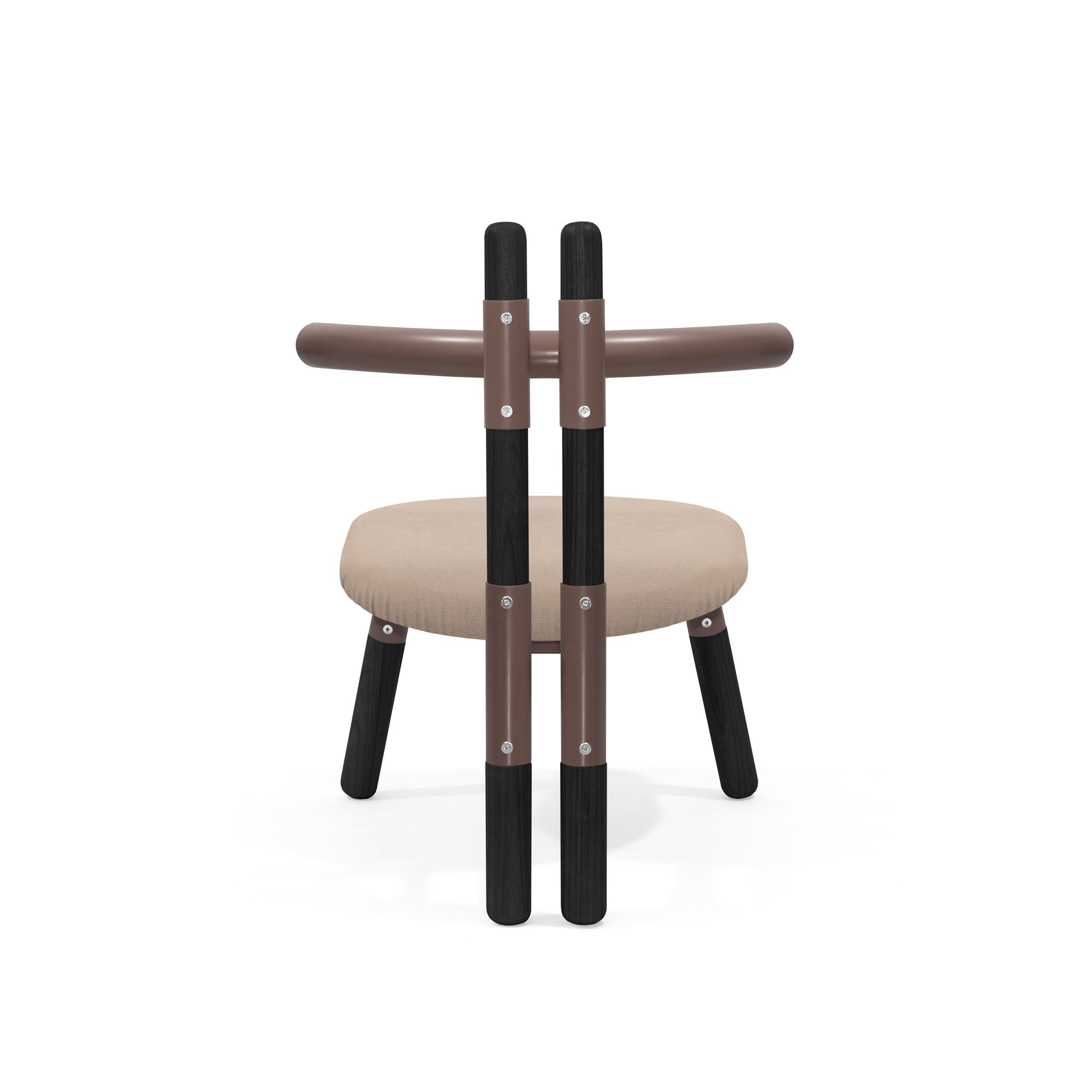 Brazilian Upholstered PK13 Armchair, Steel Structure & Ebonized Wood Legs by Paulo Kobylka For Sale