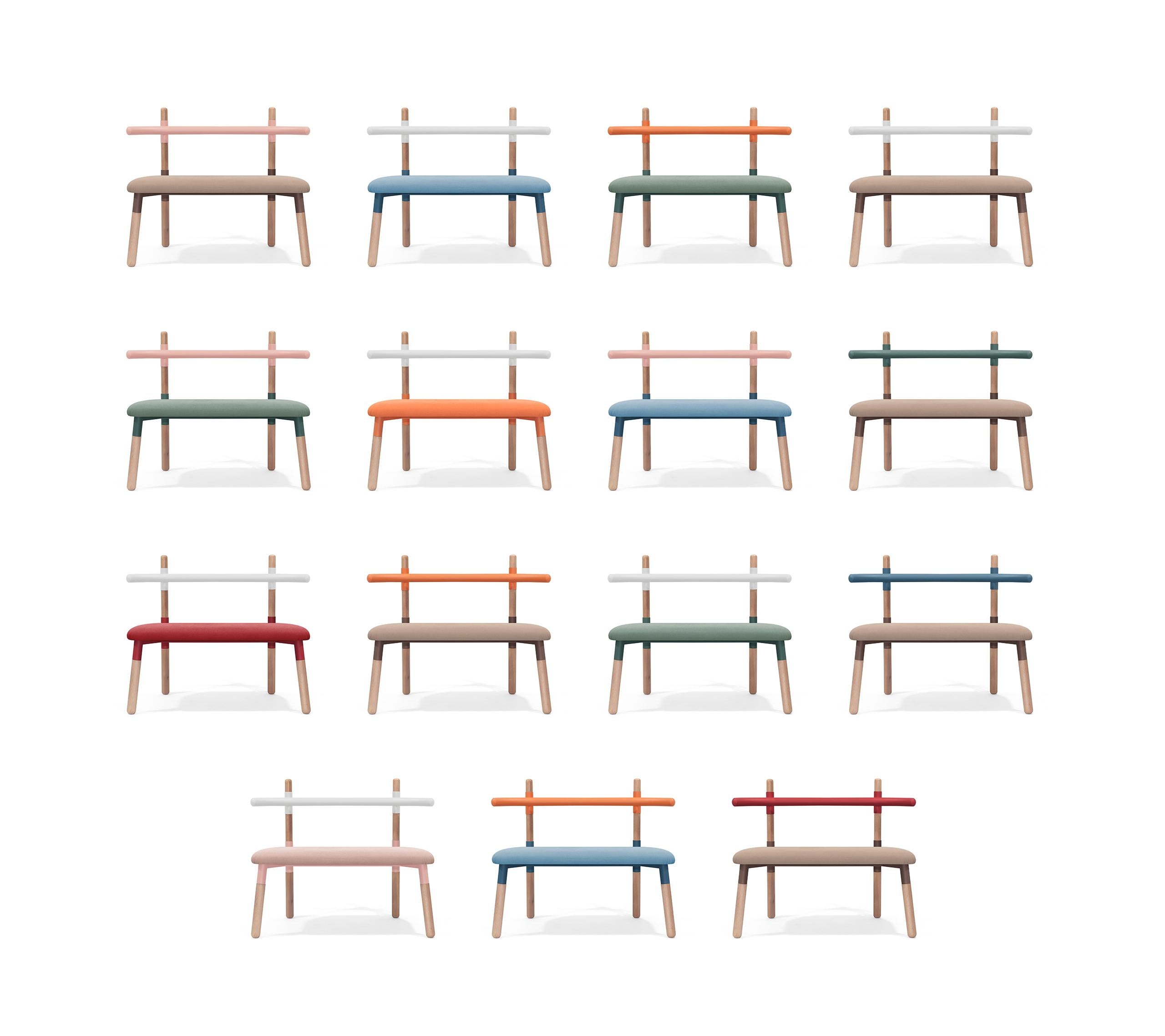 Gepolsterter PK14 Doppelstuhl, zweifarbige Struktur und Holzbeine von Paulo Kobylka im Angebot 10