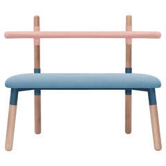 Upholstered PK14 Double Chair, Bicolor Structure and Wood Legs by Paulo Kobylka