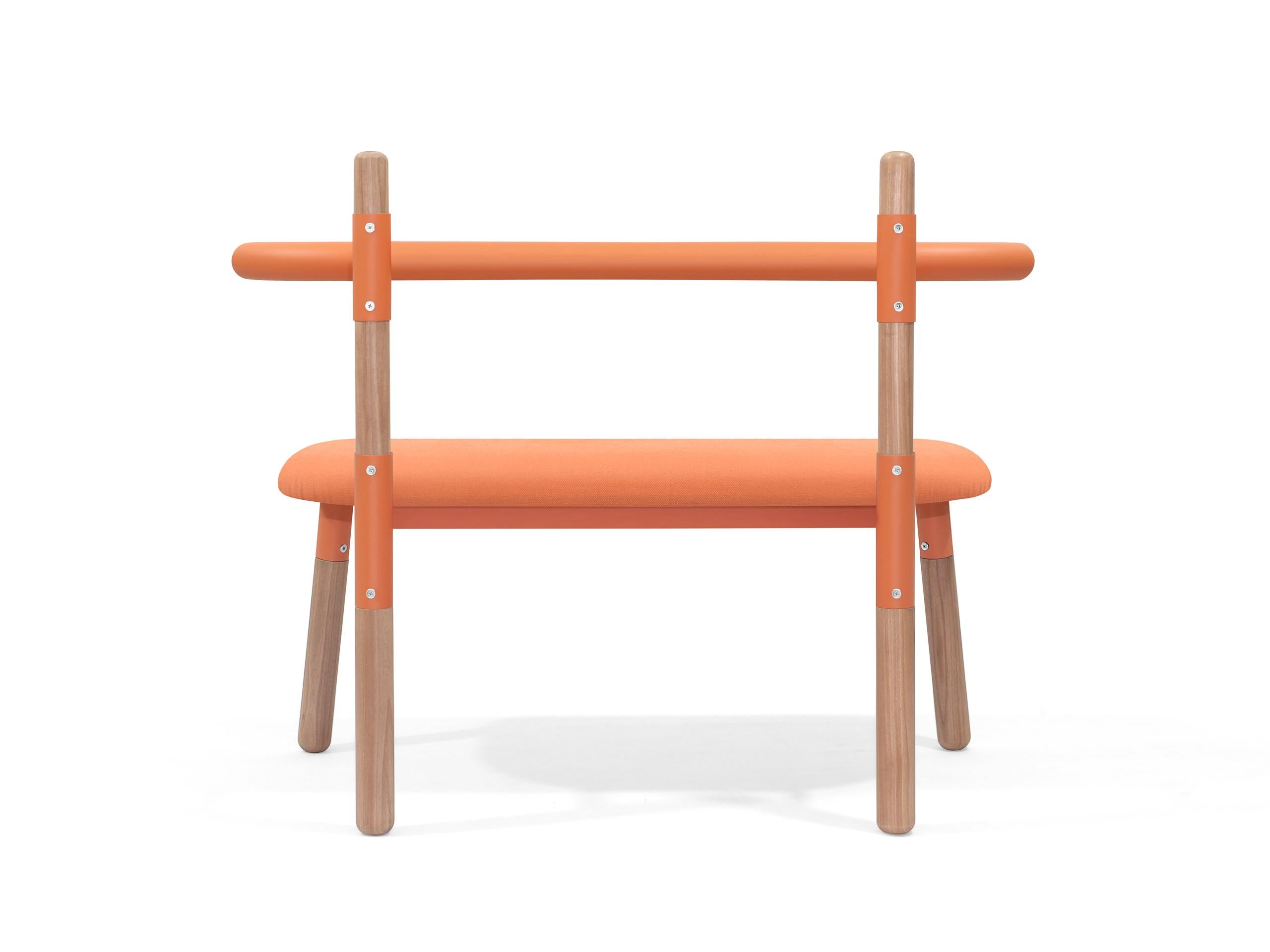 Modern Upholstered PK14 Double Chair, Steel Structure and Wood Legs by Paulo Kobylka For Sale