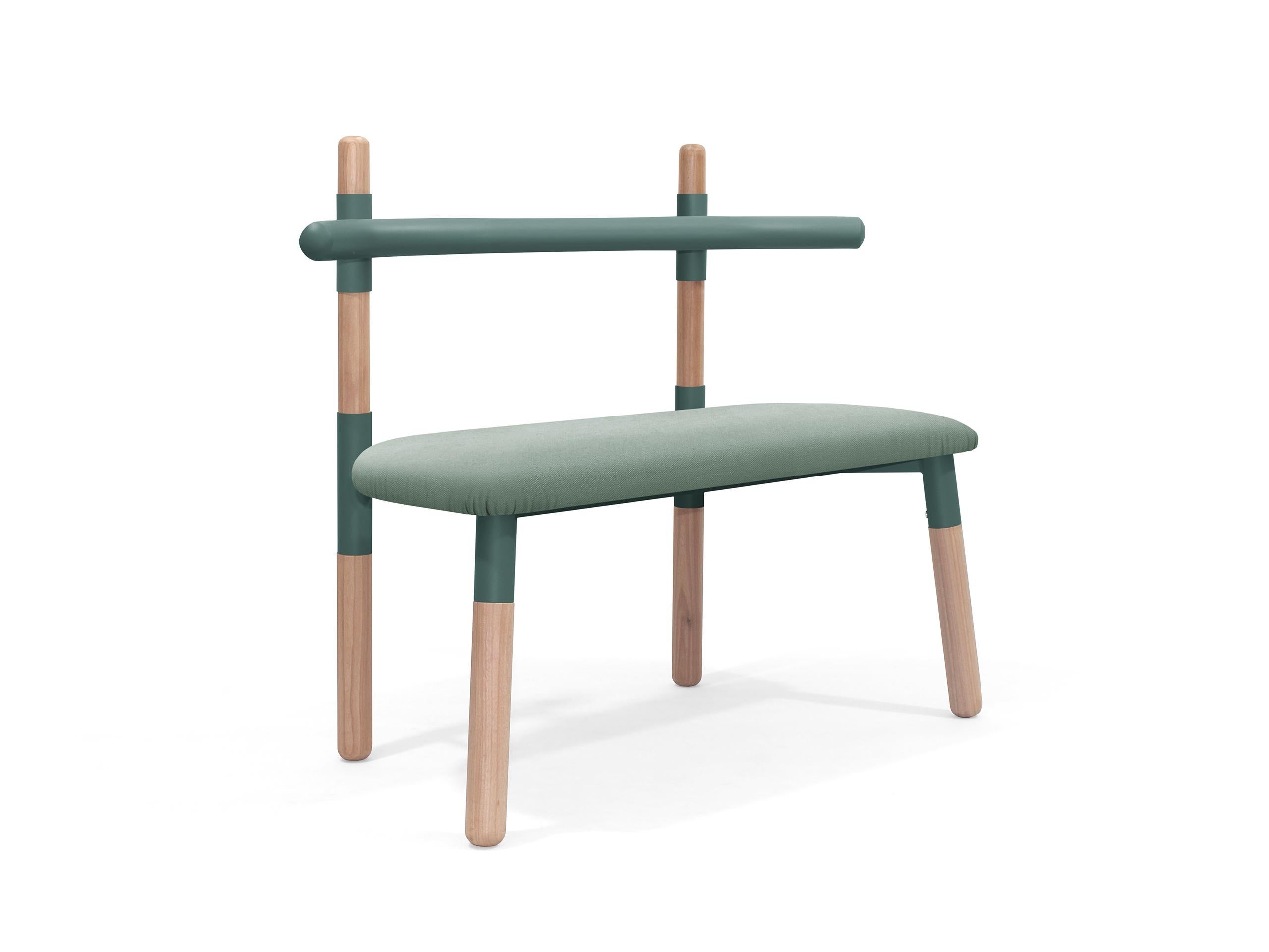 Brazilian Upholstered PK14 Double Chair, Steel Structure and Wood Legs by Paulo Kobylka For Sale