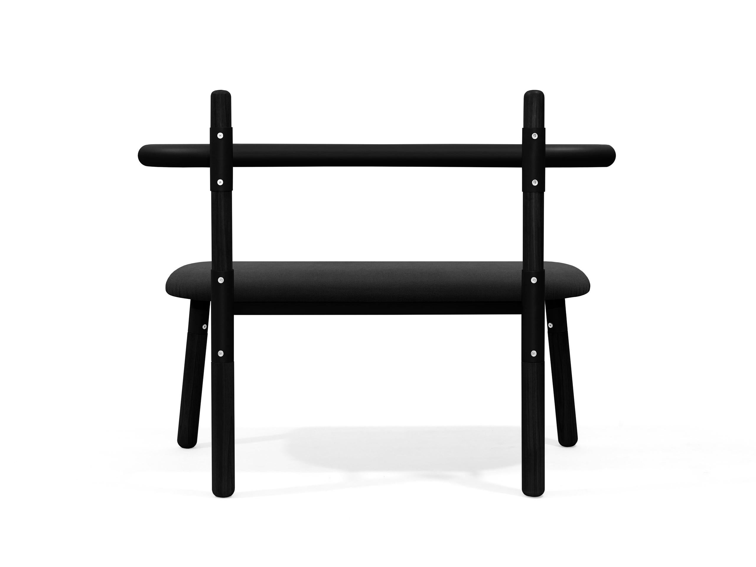Brazilian Upholstered PK14 Double Chair, Steel Structure & Ebonized Legs by Paulo Kobylka For Sale