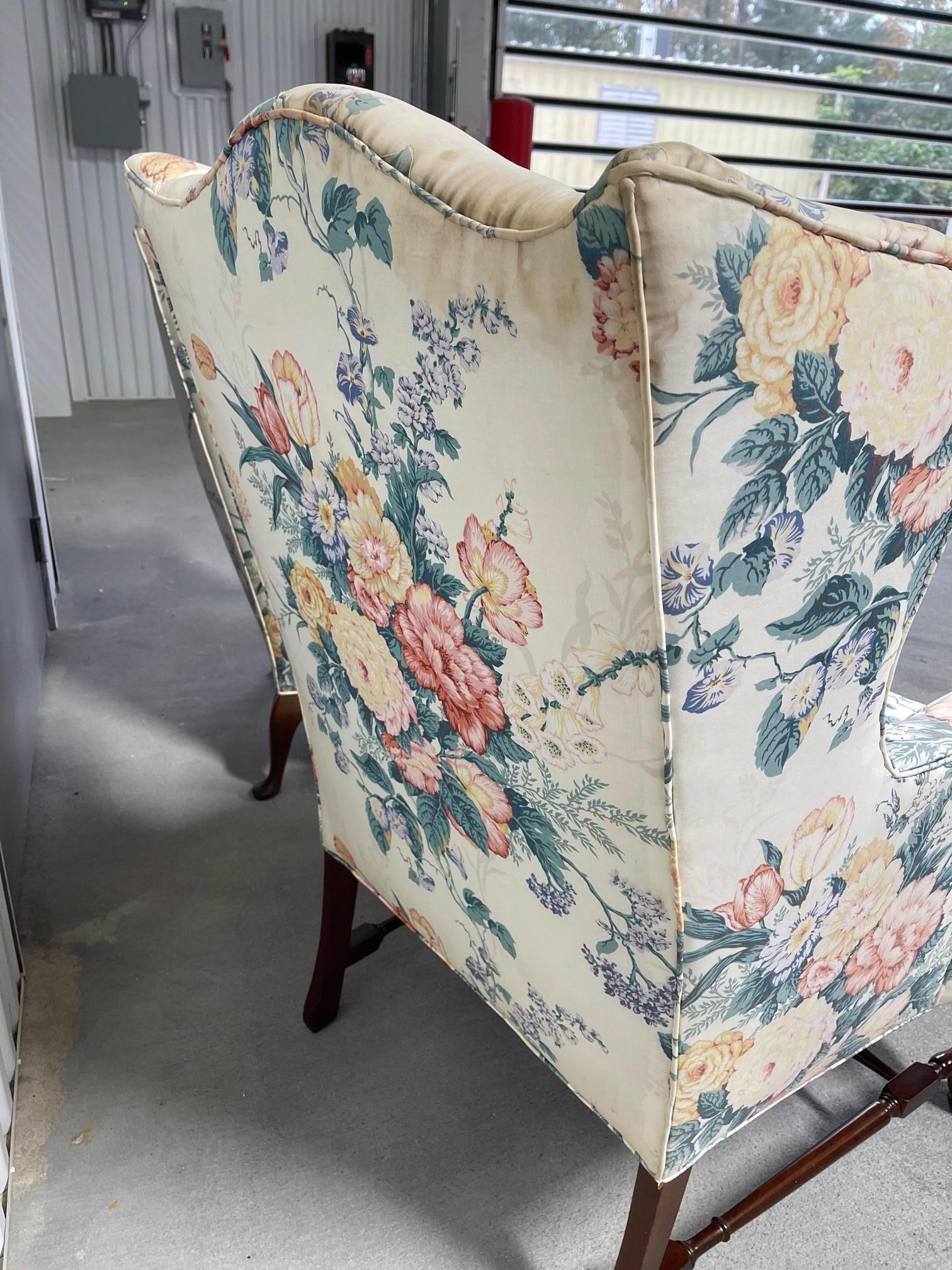 vintage queen anne wingback chairs