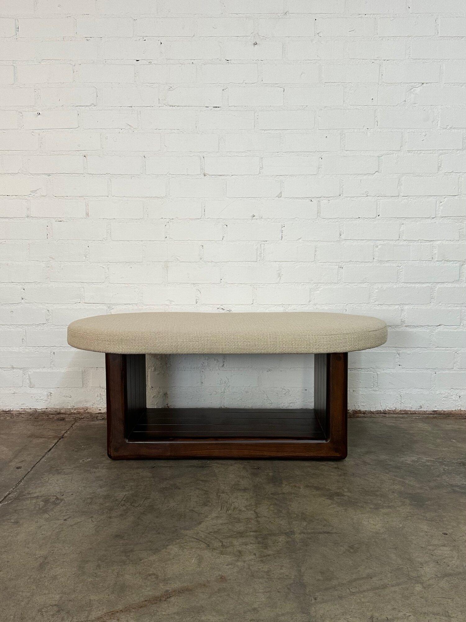 Contemporary Upholstered racetrack coffee table handcrafted For Sale