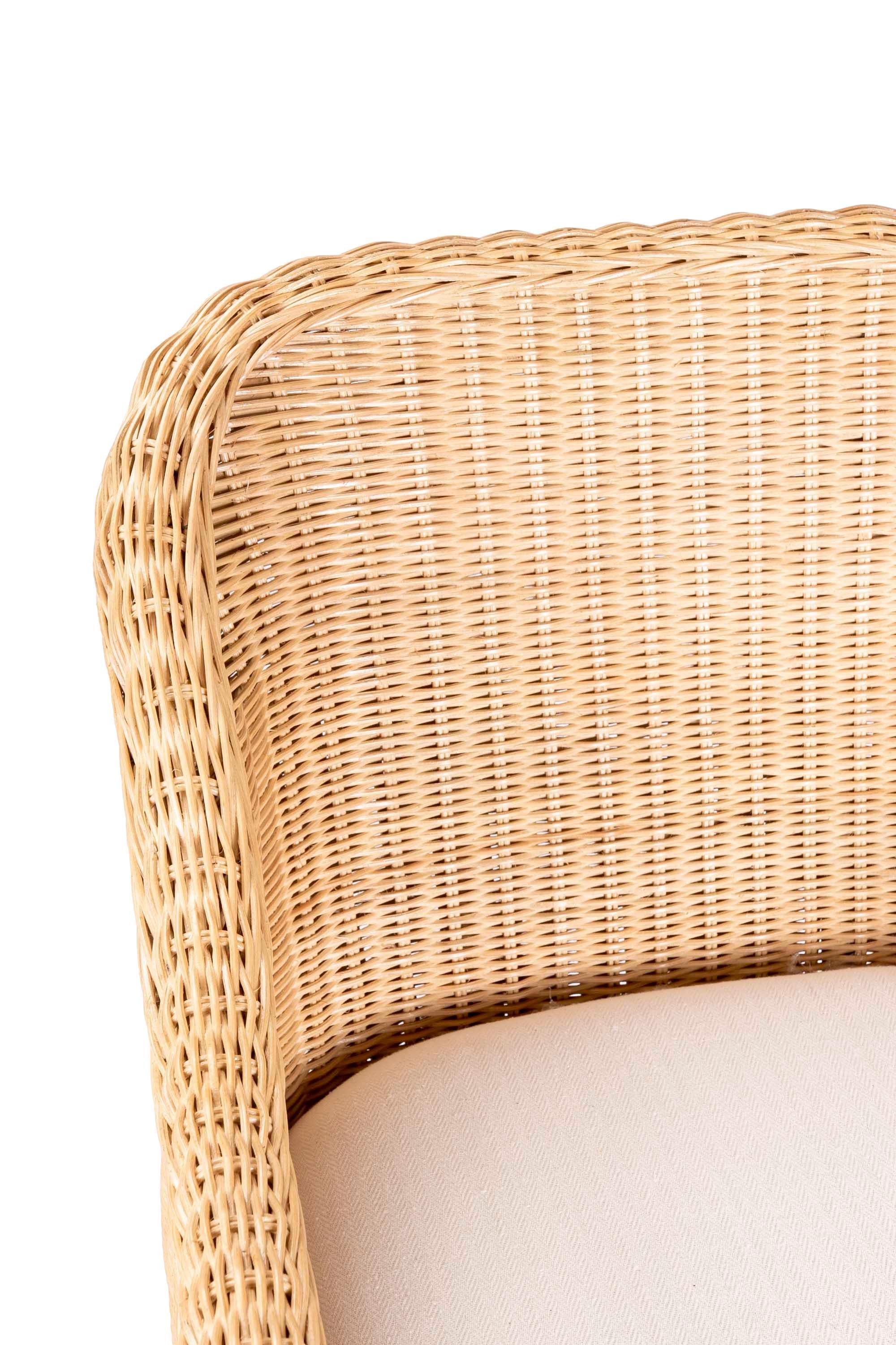 Upholstered Rattan and Wicker Bar stool with Sideways Movement 7