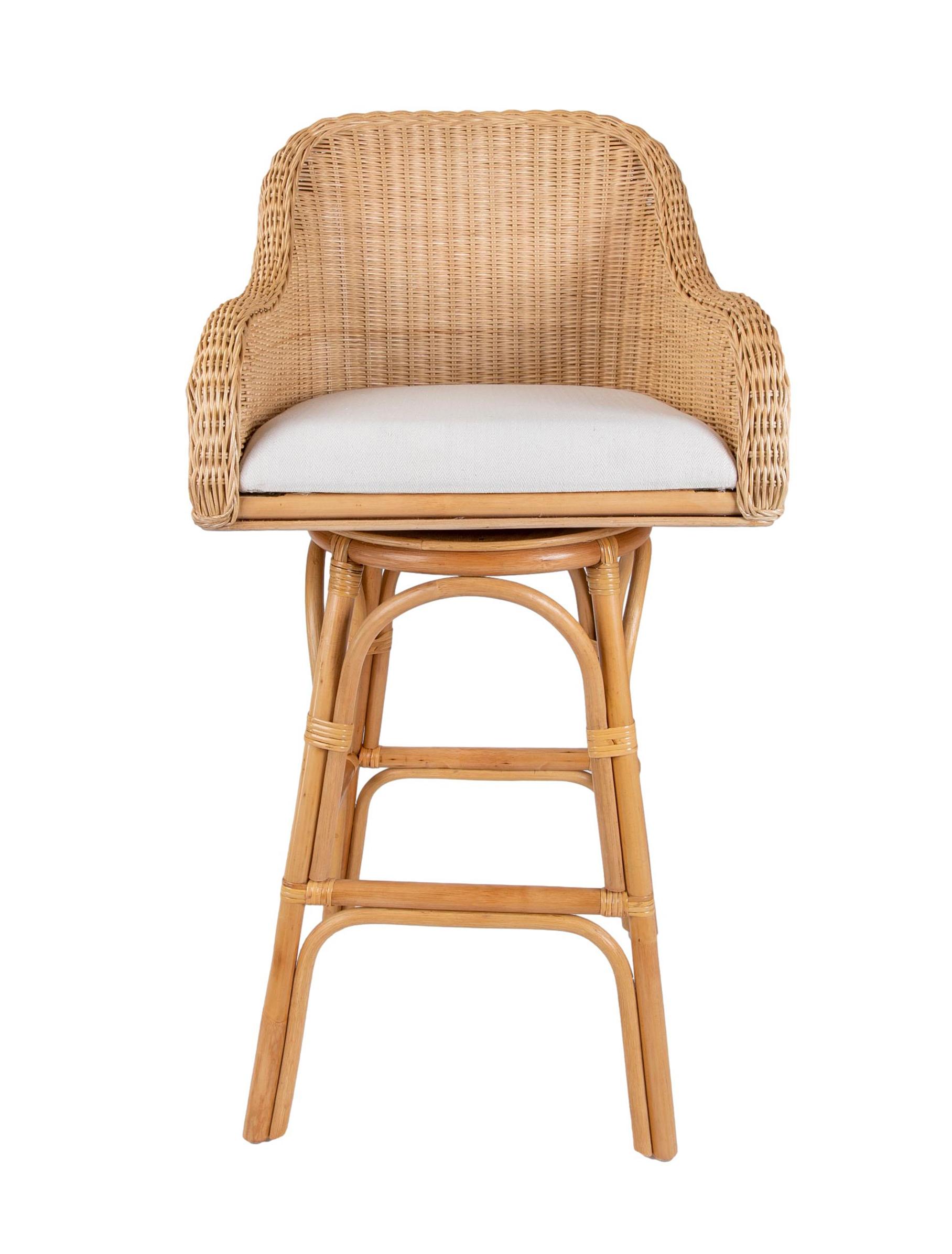 Upholstered Rattan and Wicker Bar stool with Sideways Movement 4