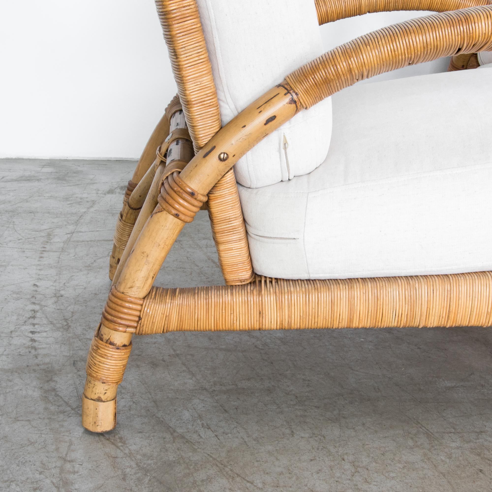 Upholstered Rattan Sofa Set, Set of Three 3