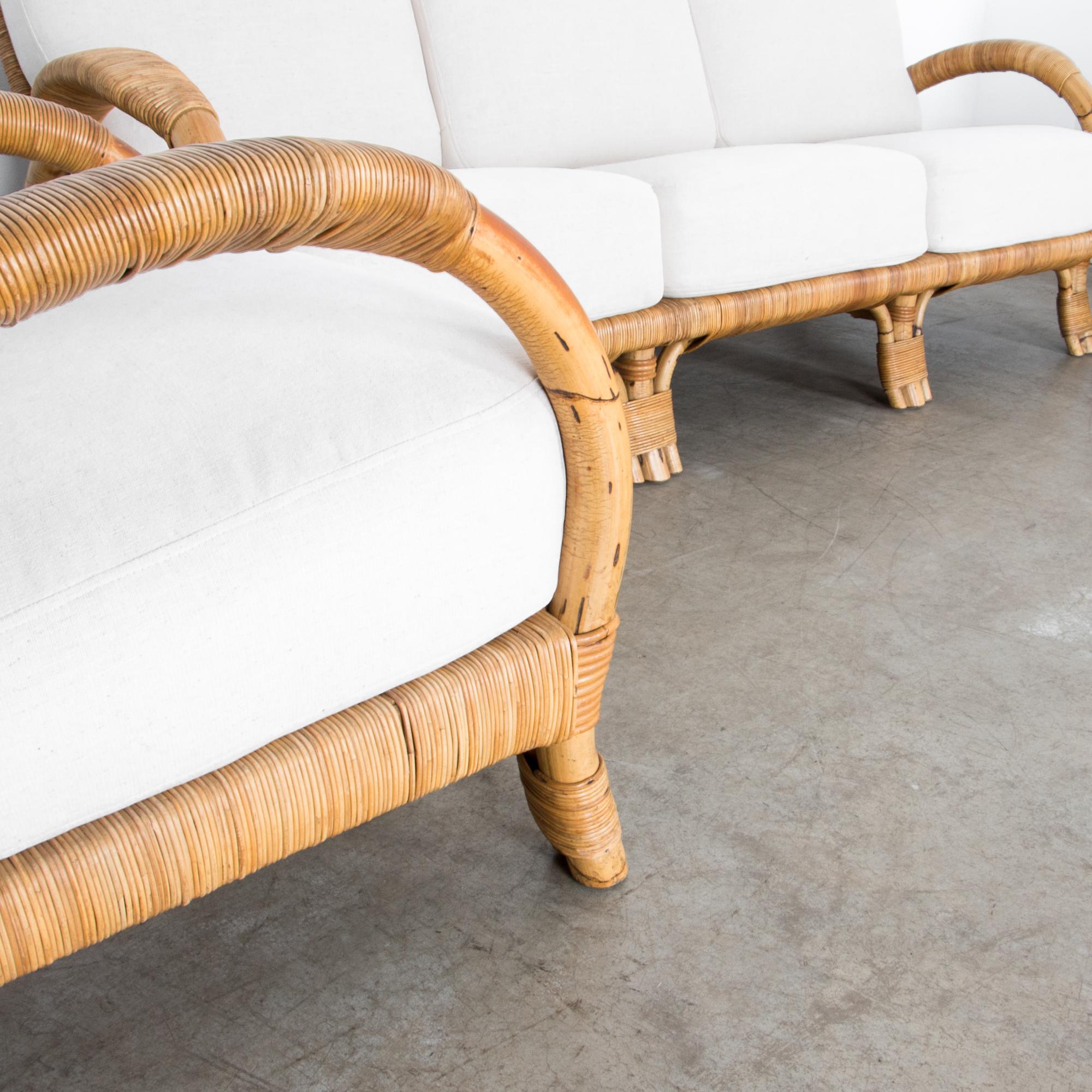 Upholstered Rattan Sofa Set, Set of Three 2
