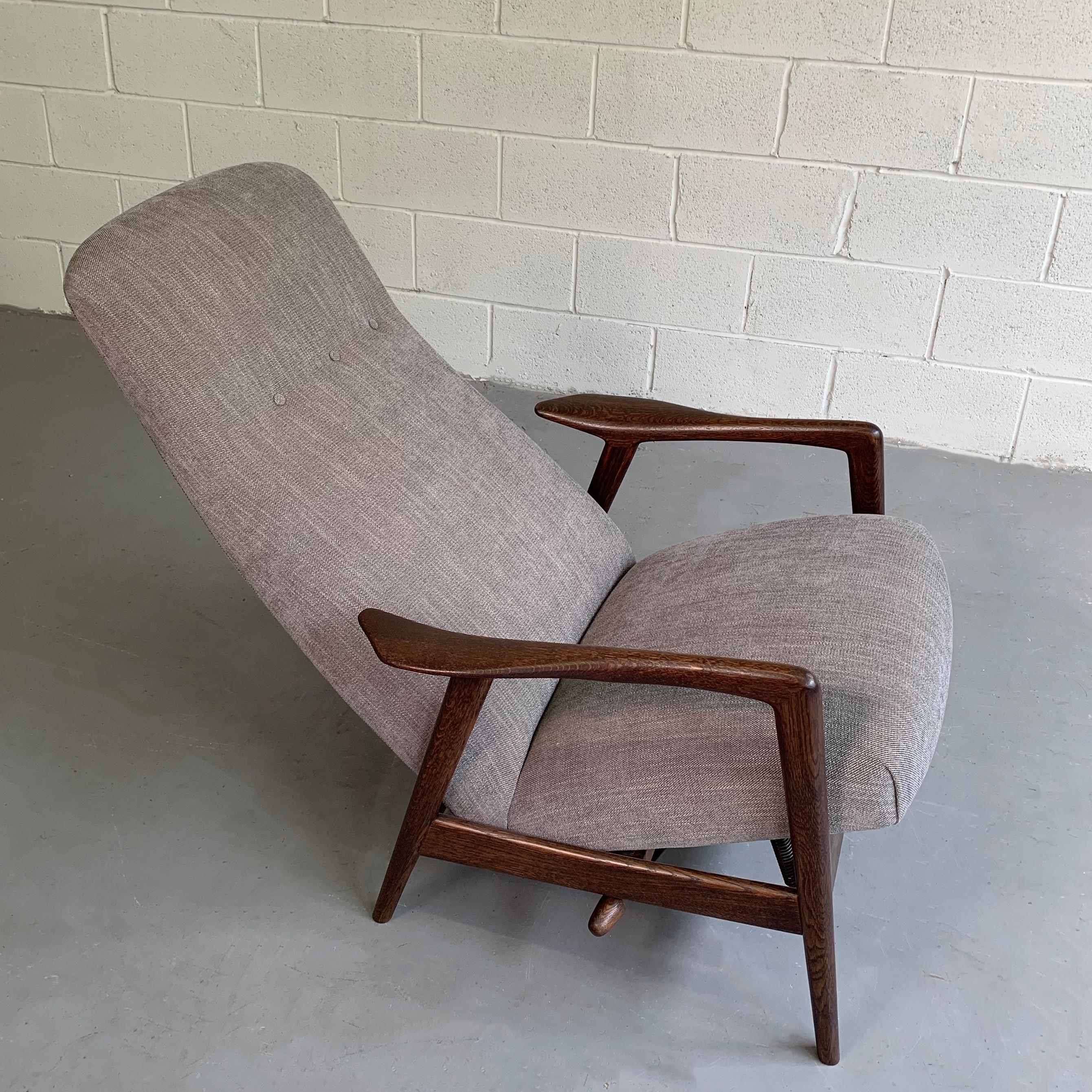 Swedish Upholstered Reclining Oak Lounge Chair by Yngve Ekström for Pastoe