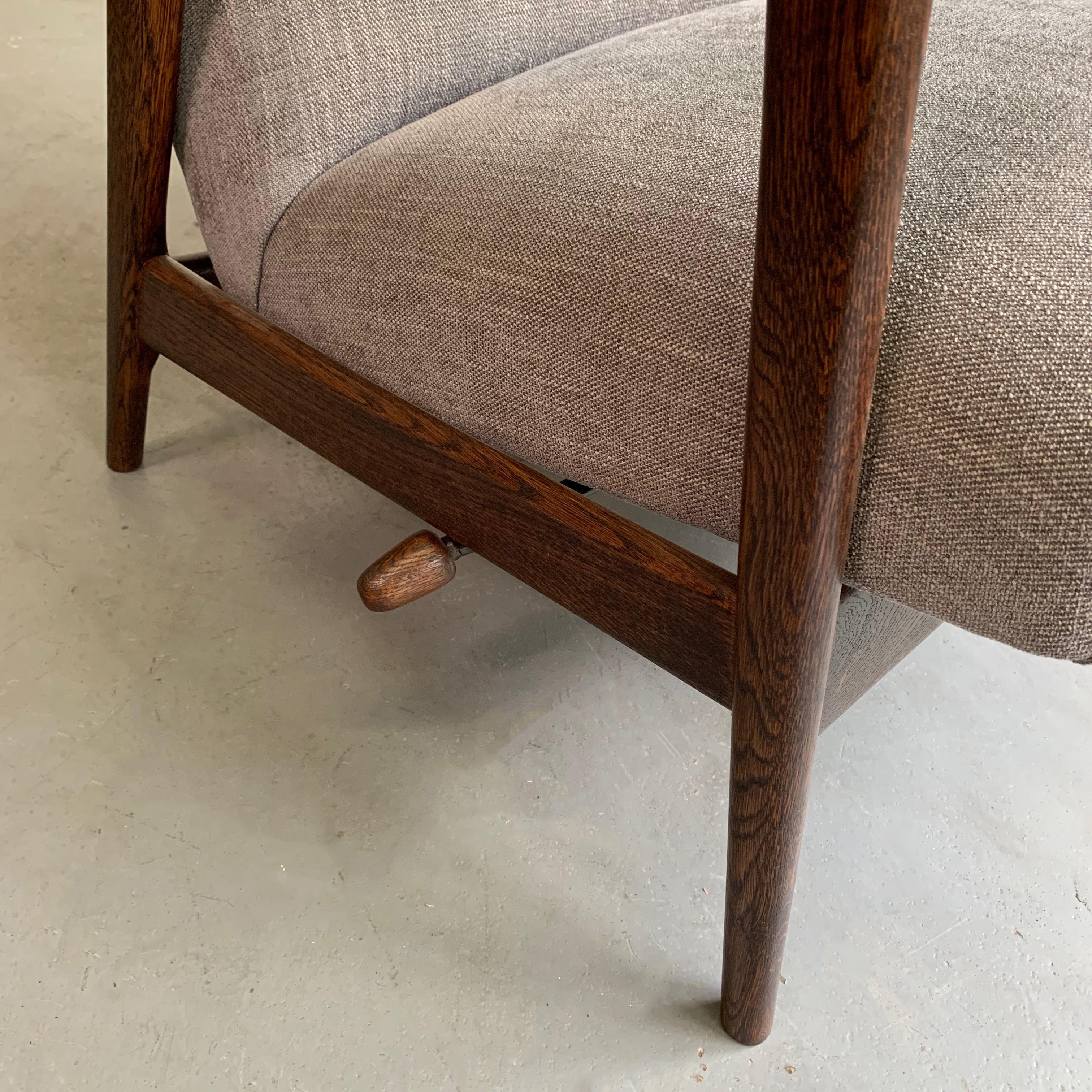 Upholstered Reclining Oak Lounge Chair by Yngve Ekström for Pastoe 1